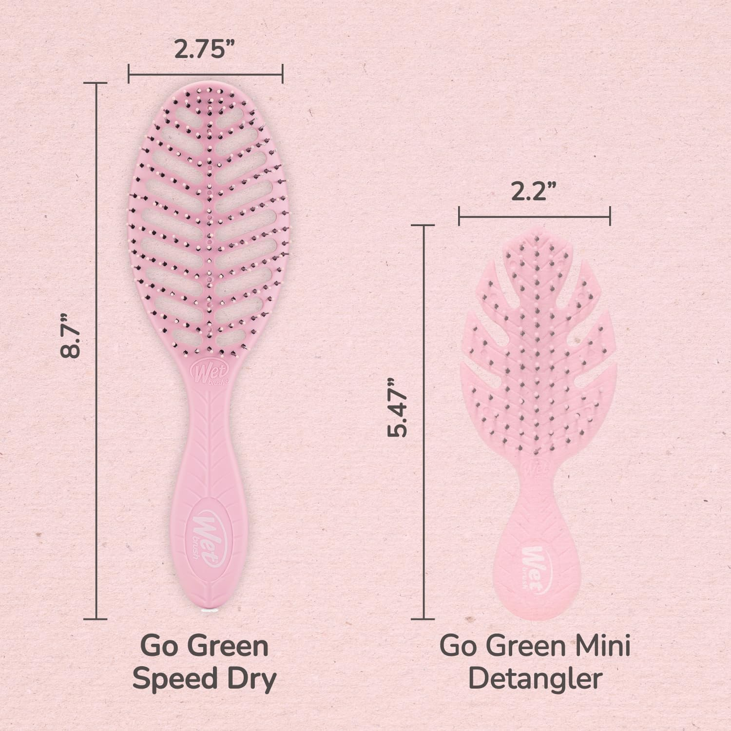 Wet Brush Go Green Speed Dry Hair Brush, Pink - Vented Design & Ultra Soft Heatflex Bristles - Ergonomic Handle Manages Tangle & Uncontrollable Hair - Pain-Free Hair Accessories image number 3