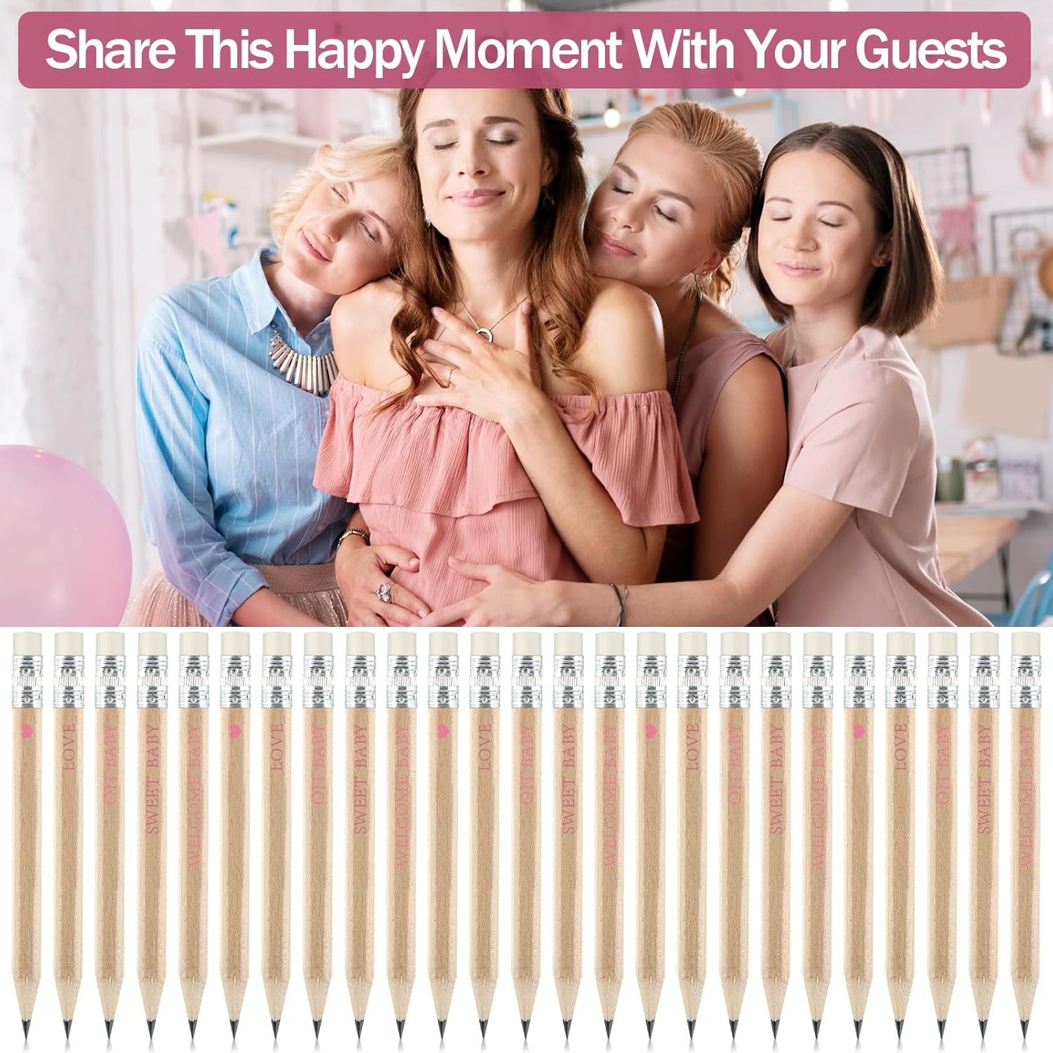 Baby Shower Pencils (Pink, 50)