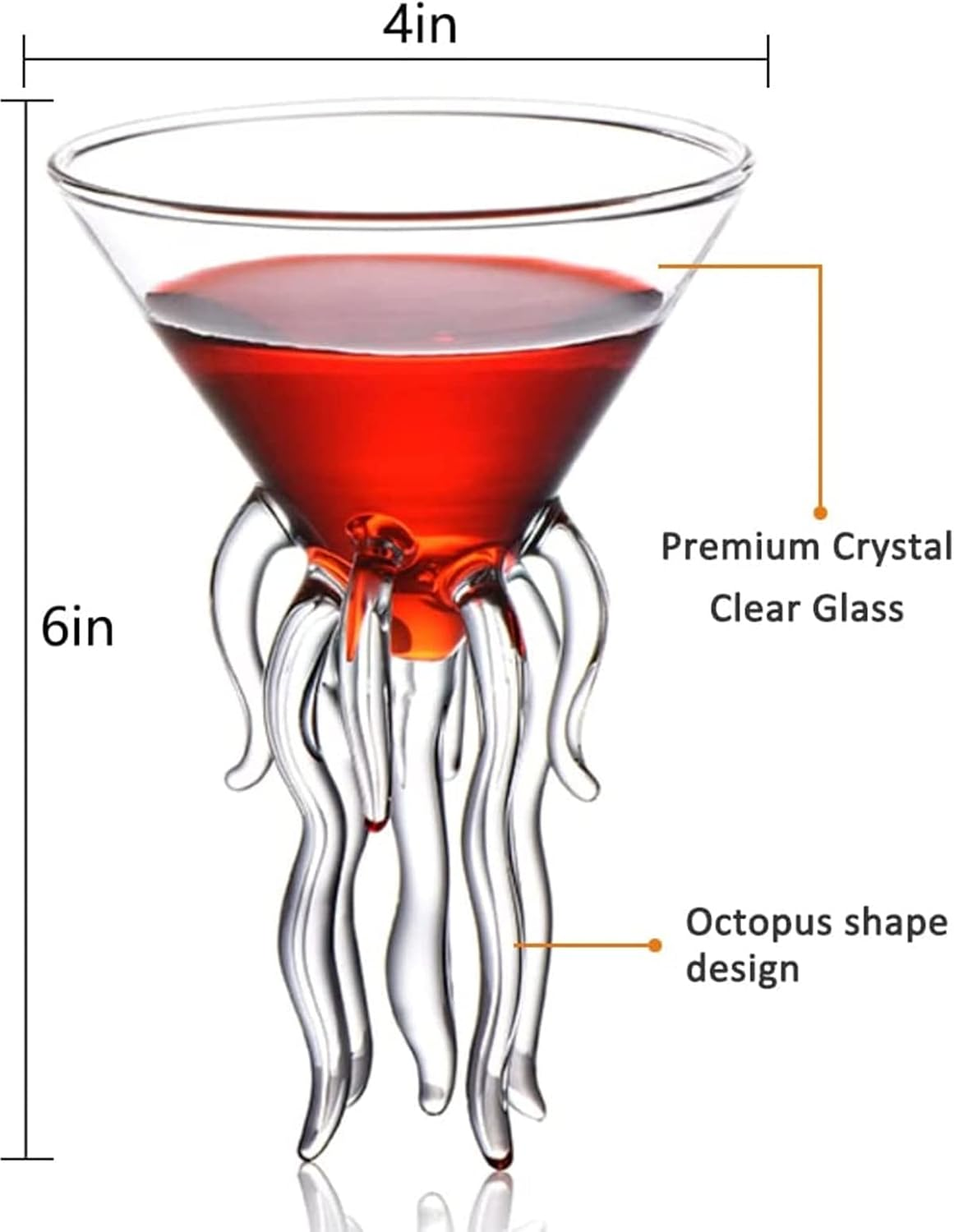 TINGJUNN 2-Piece Set 155ML Creative Octopus Martini Glasses, Cocktail Glasses, Premium Crystal Clear Glasses for Home, Weddings and Celebrations. image number 6