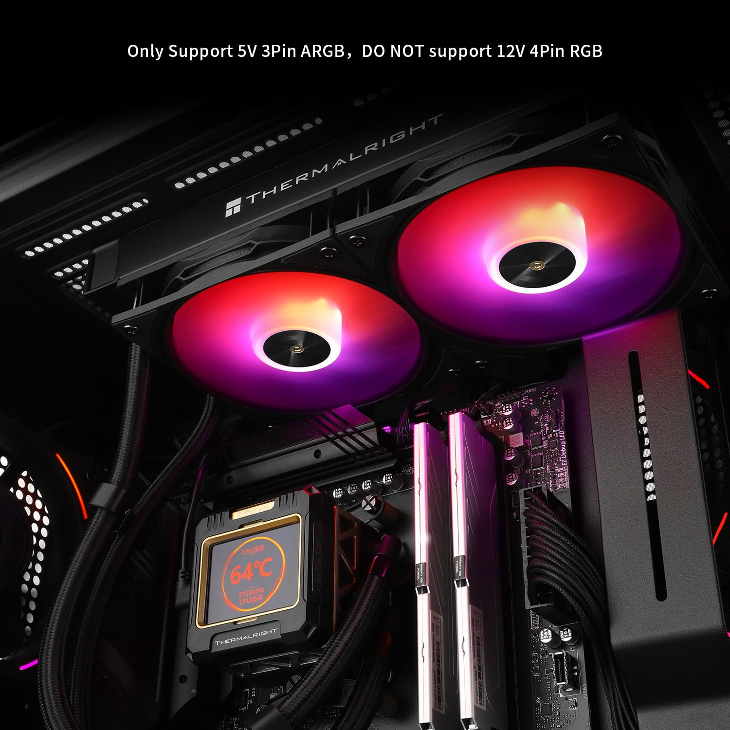 Thermalright FW240 Black Argb-240Mm AIO CPU Liquid Cooler,Ips LCD Screen with 320*240 Resolution,For Am4/Am5/Intel LGA1700/1851,&lsquo;2.4 Inch&rsquo;Magnet-Absorbent LCD Screen for Images -Black,Cpu Water Cooler image number 3