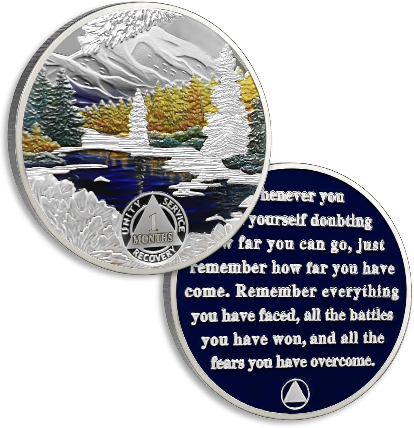 Winter 1 Month Sobriety Chip One Month Sobriety Coins AA Chips and Medallion Serenity Prayer Coin Recovery Anniversary Token Sobriety Gifts for Men Women Alcoholics Anonymous Gift image number 2