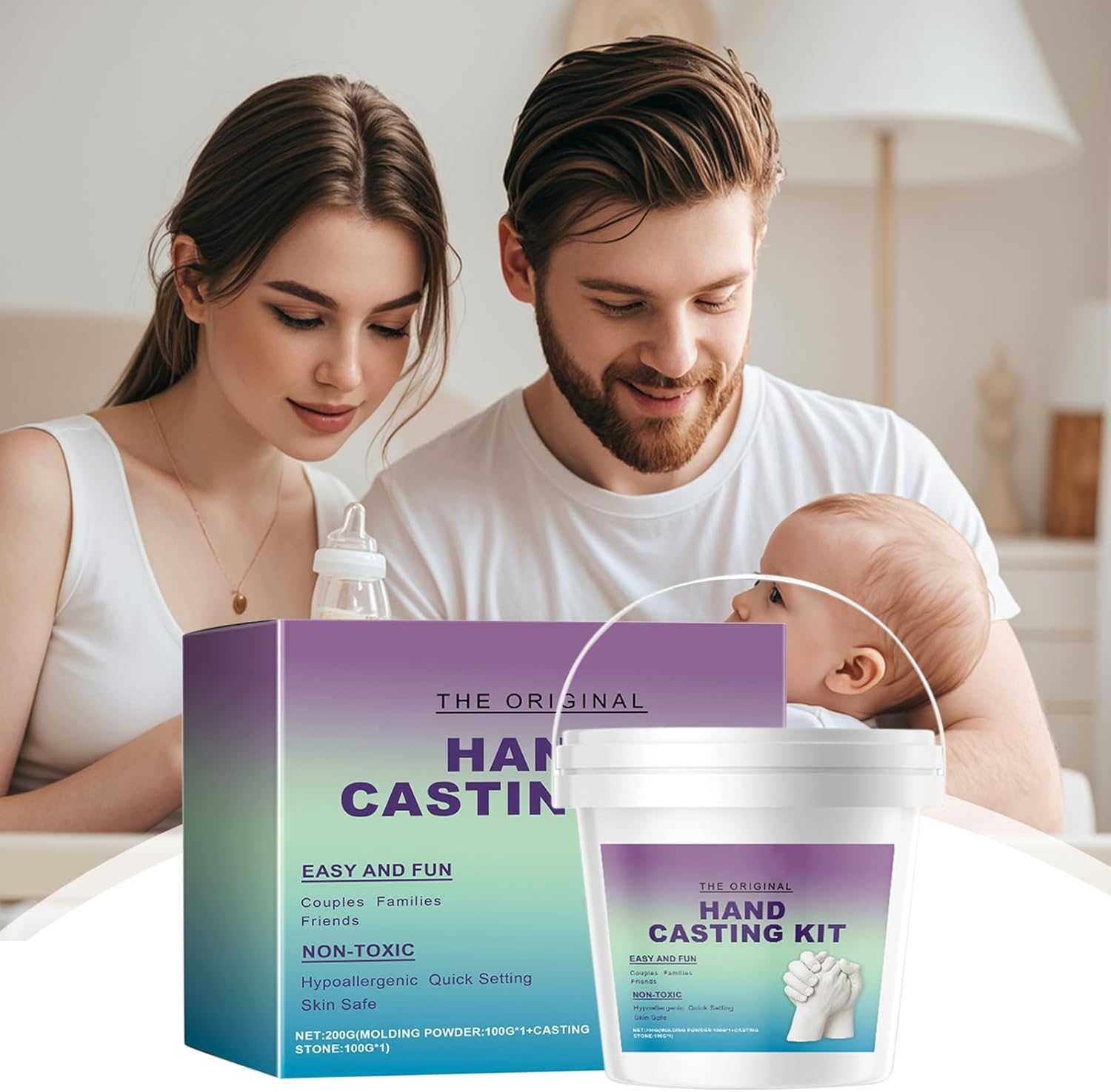 Hand Casting Kit, Romantic Home Sculpture Set, 5.31X5.31In Complete Casting Kits, Gloves Included, Couples Craft Mould for Men, Boyfriend, Girlfriend, Keepsake image number 5