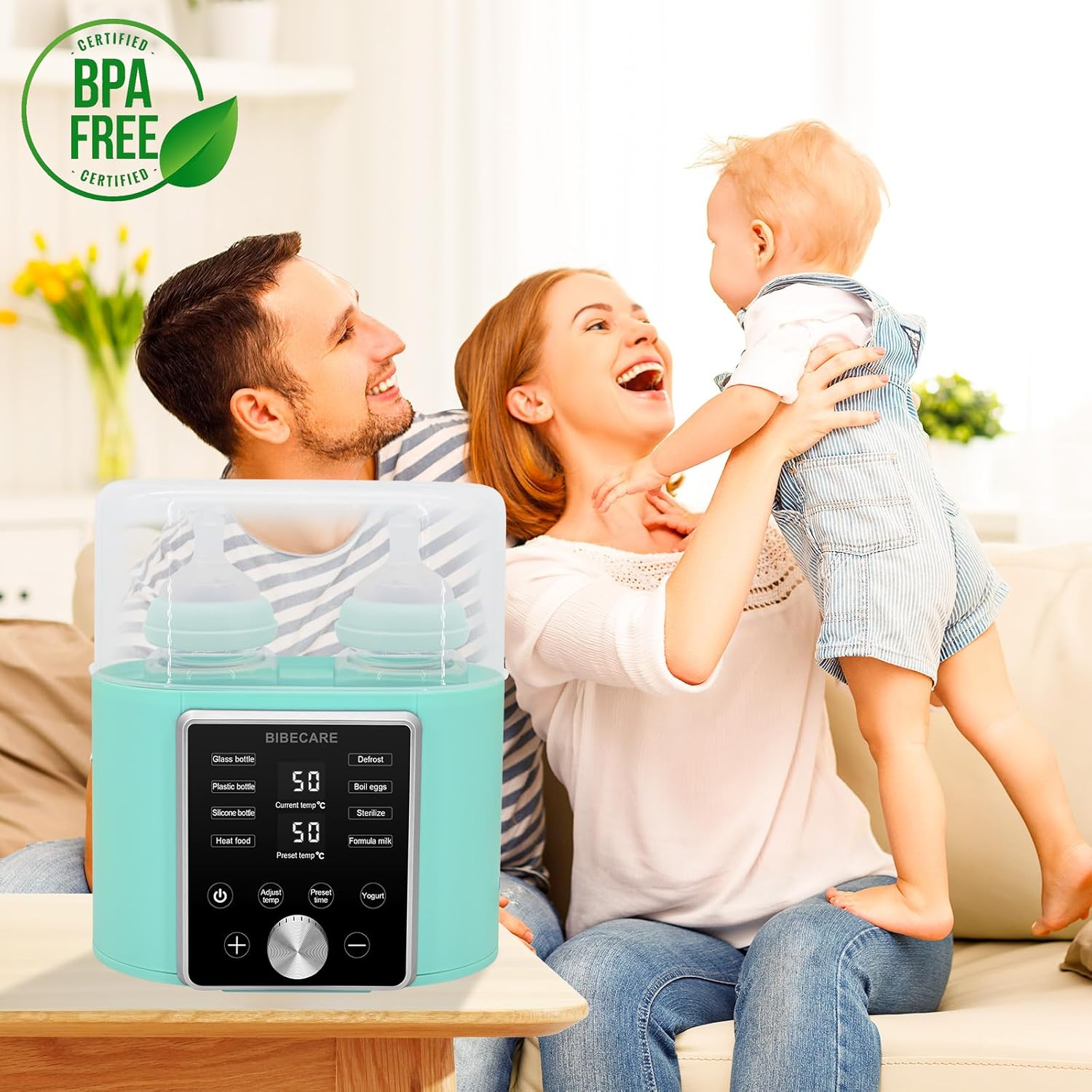 Multifunction Baby Bottle Warmer with Accurate Temperature Control, Constant Heat Milk Warmer for Breast Milk & Formula, Adjustable Heating, Easy & Safe to Use - Green Black image number 4