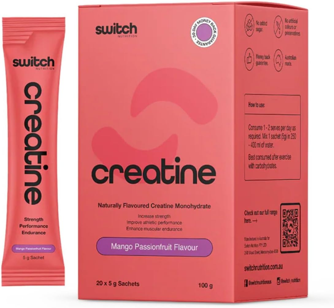 Switch Nutrition Creatine Monohydrate Sachets Mango Passionfruit 20 X 5Gm image number 5