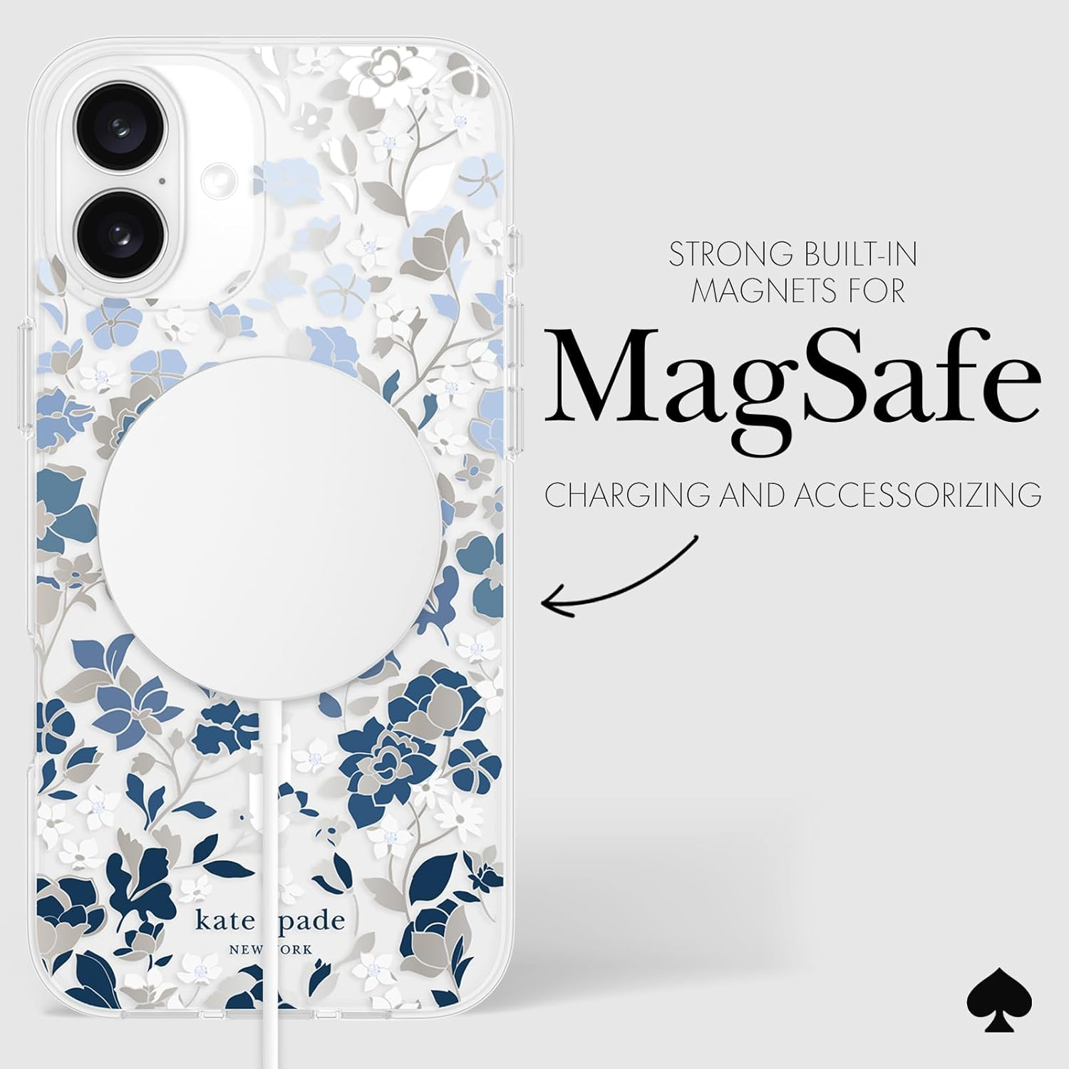 Kate Spade New York Iphone 16 plus Case - Compatible with Magsafe - Designer Phone Case - Flowerbed Blue Gems - Flowerbed Blue Gems image number 6