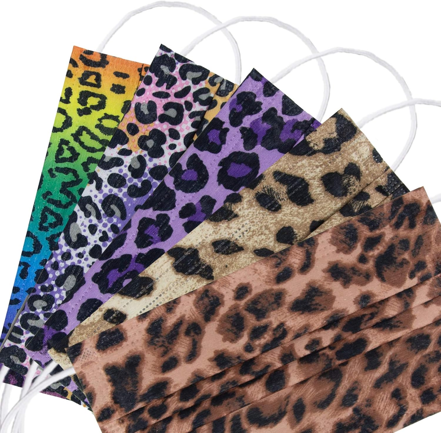 Colorful Disposable Face Masks Printed with Leopard Patterned Designs,50 Pack 3 PLY Colored Prints Safety Face Covers,Mascarillas Desechables,Cute Comfortable Cheetah Mask for Women,Girls,Adults image number 3