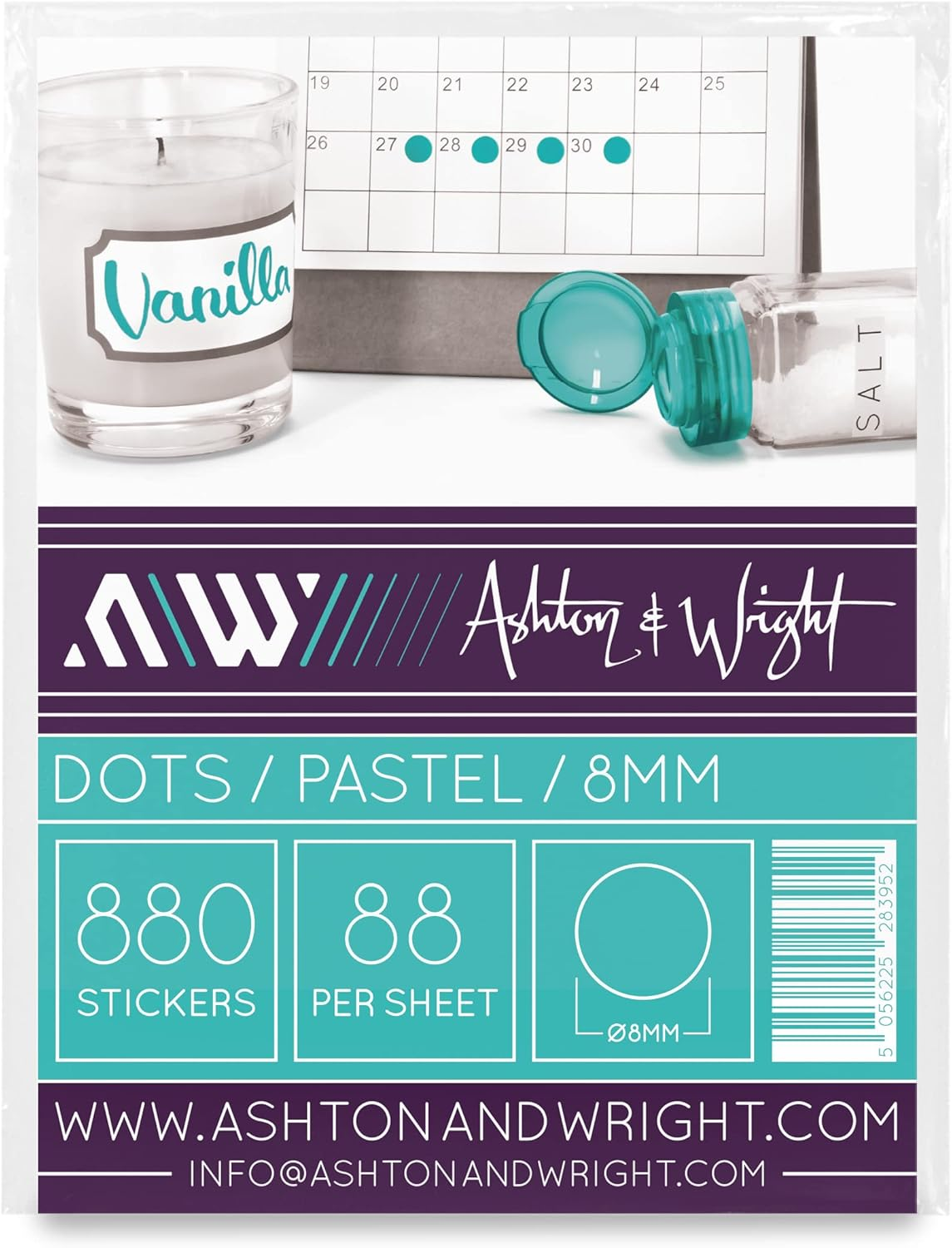 Ashton and Wright - 880 Easy Peel Colour Coding Labels - 8Mm Dot Stickers - Pastel image number 3