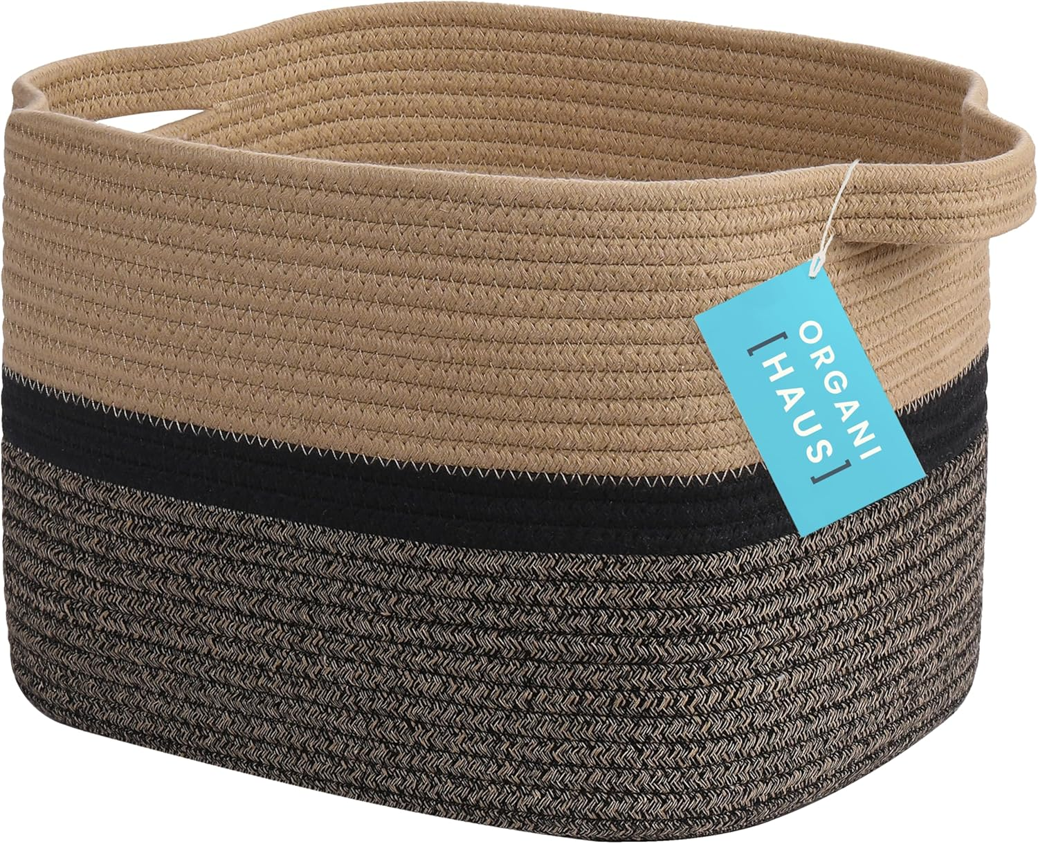 Organihaus Storage Basket for Children'S Room & Living Room, Braided Cotton Basket with Handle, Laundry Hamper for Blankets, Toys, Clothes, Foldable & Stable - 50 X 33 Cm, Rainbow