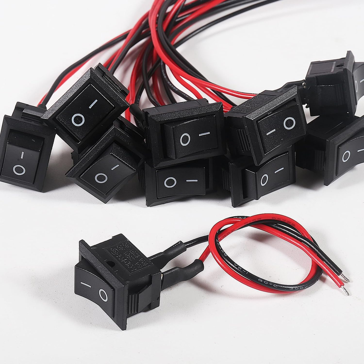 10Pcs KCD1-01 On/Off Pre-Wired 2-Pin Snap 10A/125V, 6A/250V Boat Rocker Switch