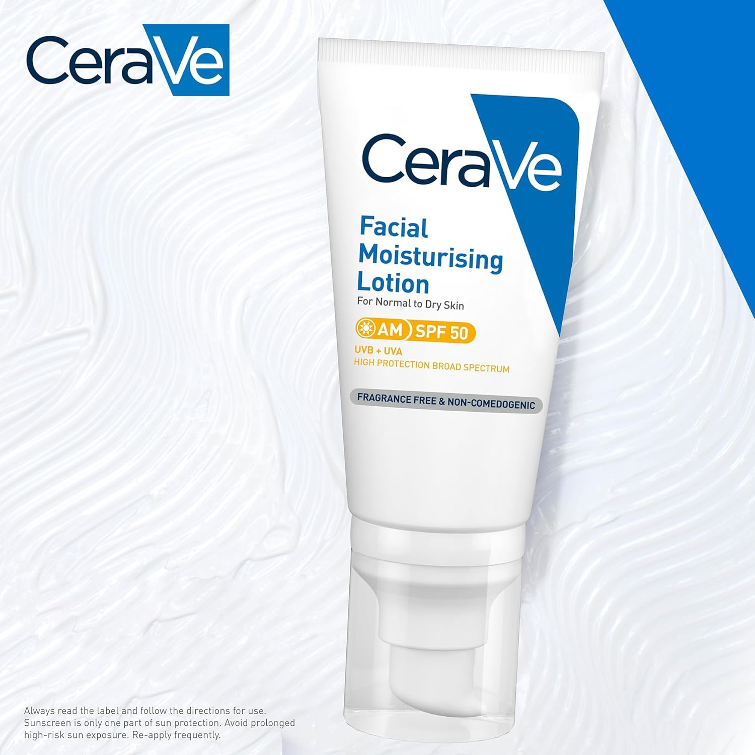 Cerave Facial Moisturising Lotion AM SPF50 52Ml, Sunscreen & Face Moisturiser 2-In-1 with UVA/UVB Protection, Ceramides + Hyaluronic Acid + Niacinamide + MVE Technology, Non-Greasy + Fragrance Free, Suits Sensitive Skin image number 4