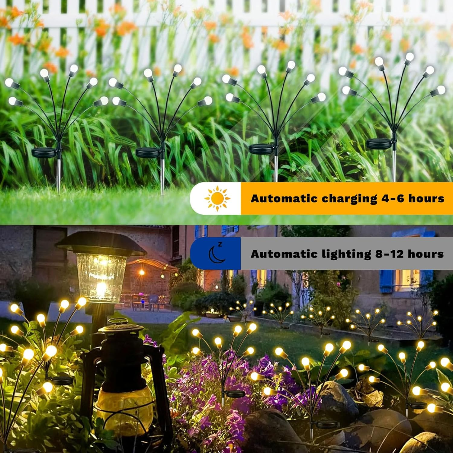Solar Powered Firefly Lights, 8 Pack 6 LED Solar Garden Lights, Waterproof Solar Swaying Fairy Lights Bulbs, Christmas Lights Decorative for Yard Landscape Garden Patio & Outdoor Decor, Warm Light