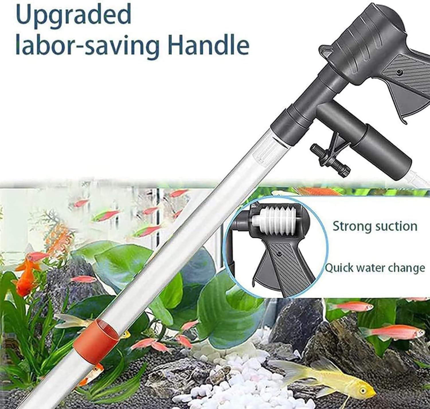 Fish Tank Gravel Cleaner, 2024 Newly Upgraded Aquarium Gravel Cleaner Vacuum Fish Tank Vacuum Cleaner Tools for Aquarium Water Changer for Fish Tank Cleaning Gravel and Sand image number 5