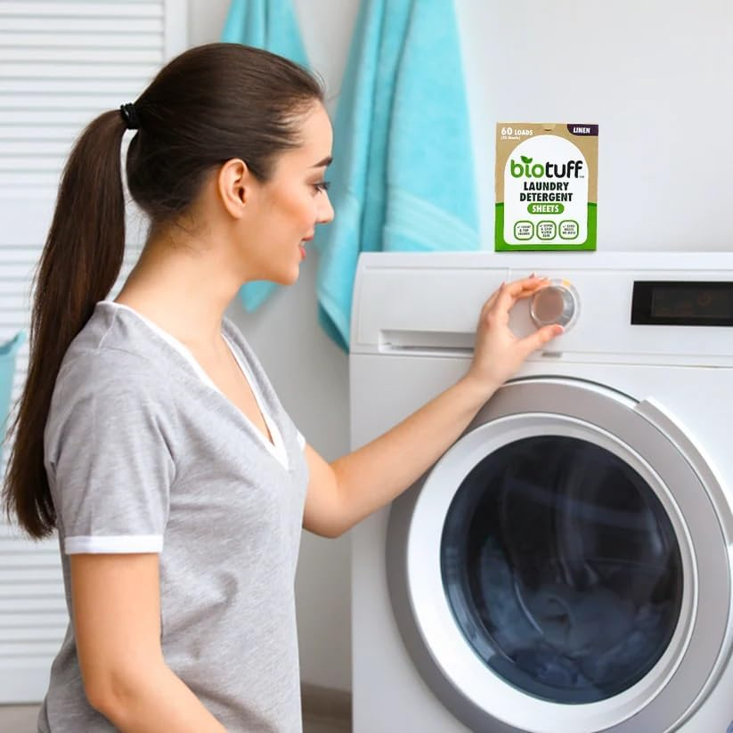 Biotuff Laundry Detergent Sheets - Eco Friendly & Biodegradable - Plastic Free, Zero Waste Laundry Solution - Powerful Cleaning for Fresh, Soft & Stain Free Clothes | 30 Sheets image number 5