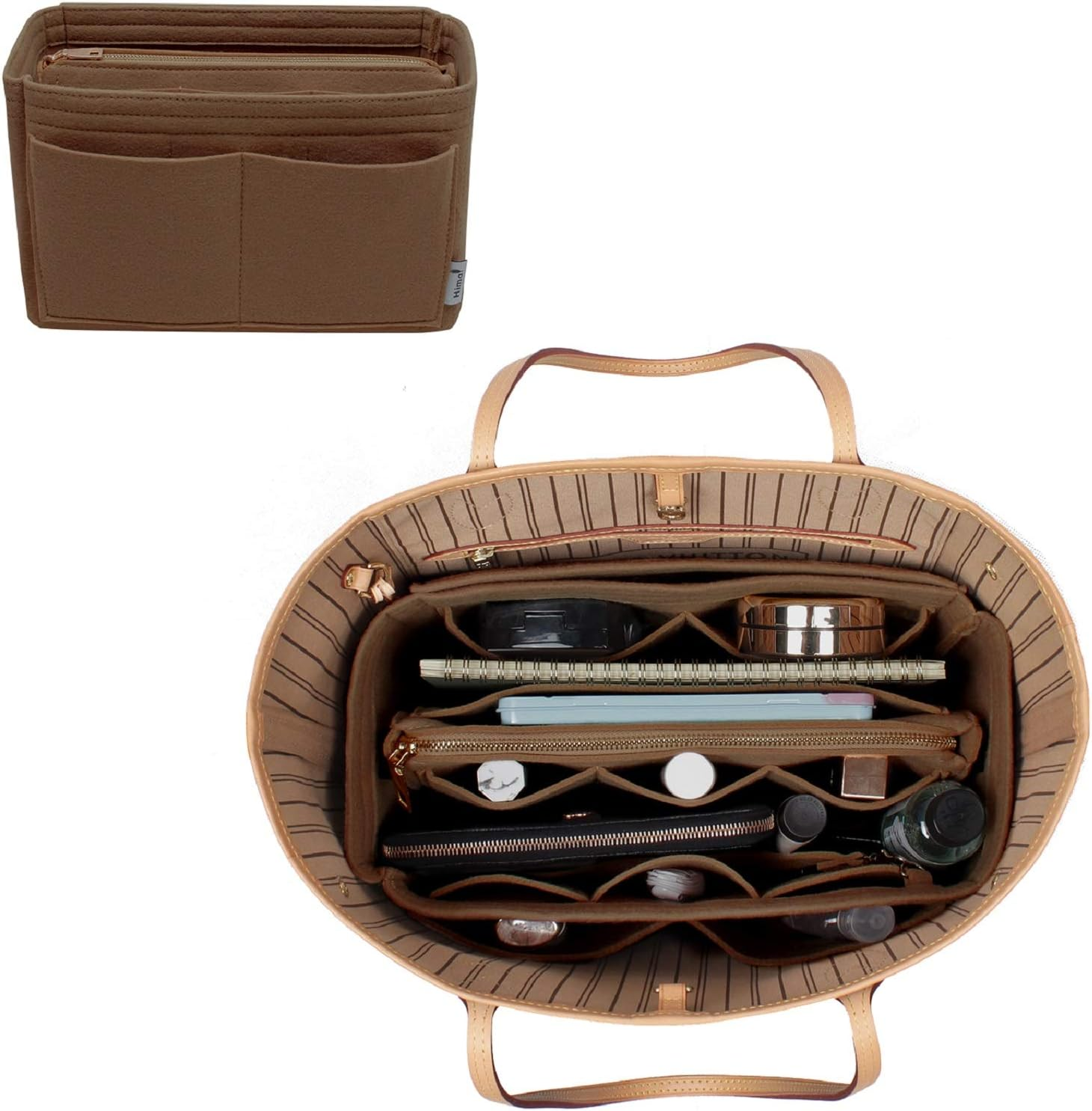Himai Purse Organizer Insert, Bag Organizer, Bag in Bag, Perfect for Speedy Neverfull and More, 5 Size, Lighting Coffee, Slender Large image number 6
