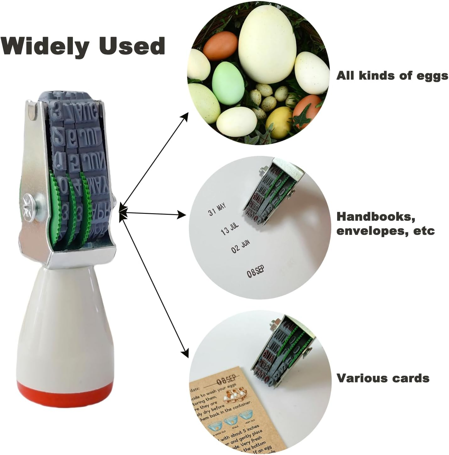 Egg Date Stamp for Fresh Eggs, Rubber Egg Stamper, Suitable for Chicken Duck Turkey Goose Eggs image number 4
