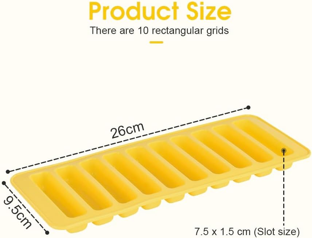 Ice Tube Making Trays, Perfect Ice Cube Sticks Molds for Small Mouth Sport Water Bottles, Long Ice Stick Tray Silicone with Lid, Rectangular Narrow Stick, Reusable Silicone Ice Stick Tray (2-Count) - 2-Count image number 5