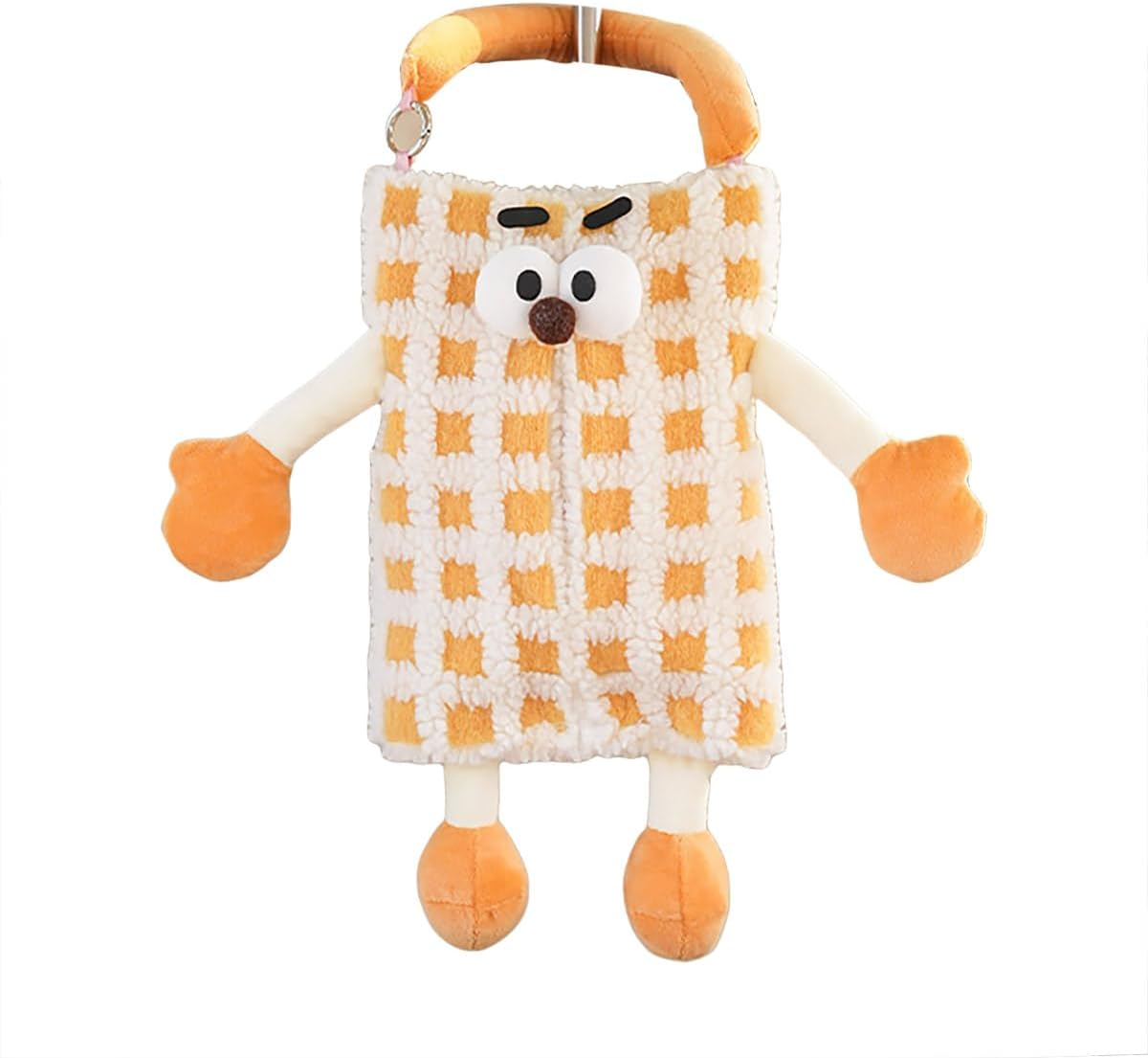 AIMALL Cute Monster Stripe Plaid Car Tissue Holder, Plush Backseat Hanging Dispenser, Car Accessories Storage Solution