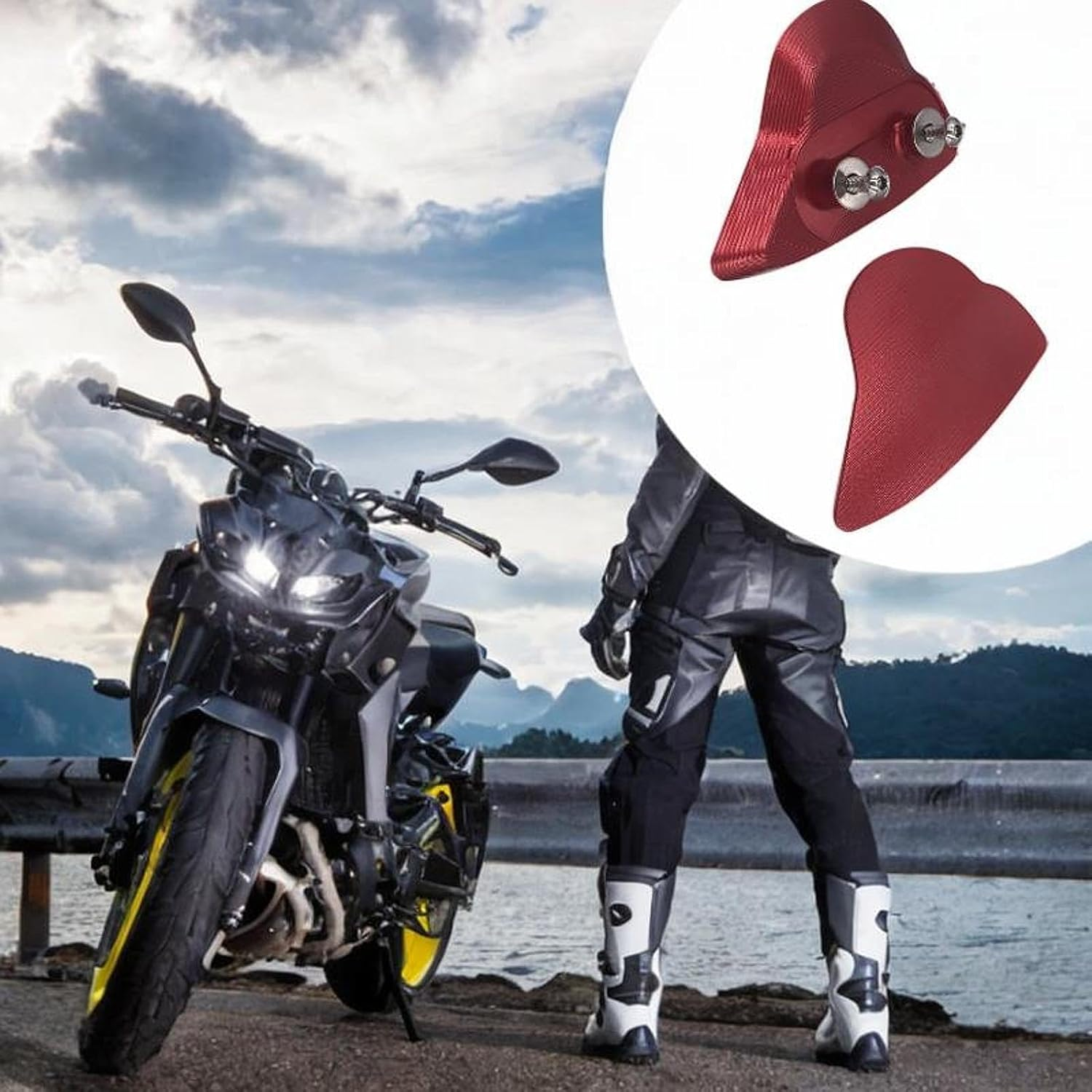 Mqetly 2Pcs Mirror Block off Plates Replaces Reliable Assembly Motorbike Accessories Mirror Hole Decorative Cover for Yzf-R7, Red - Black image number 4