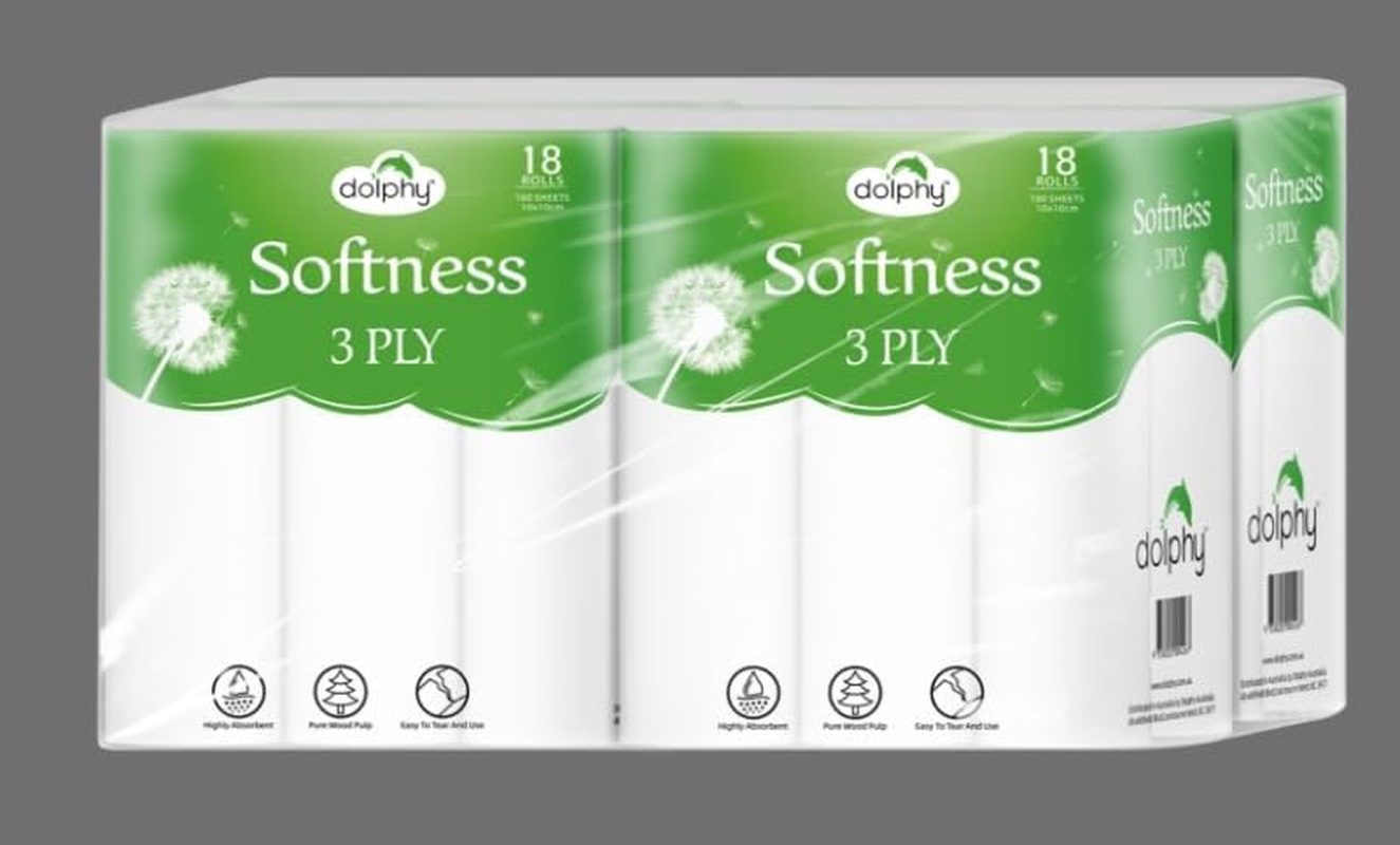 Dolphy 3-Ply Toilet Paper 72 Rolls (18 Rolls X 4 Packs), 180 Sheets per Roll, Ultra Soft White Bathroom Tissue, Septic Safe, Bulk Pack for Home, Office & Hotels image number 2
