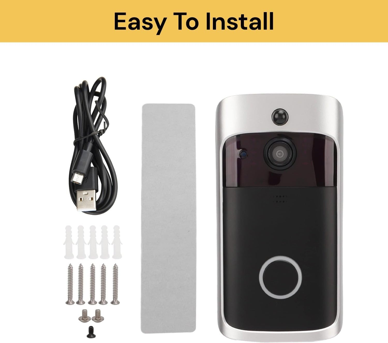 EZONEDEAL Wireless Video Doorbell, Visual Smart Home Wifi Ring Door Bell Motion Detection Two-Way Audio Ring Universal HD Camera Night Vision, PIR Motion Detection Android - Ring Doorbell Wireless image number 4