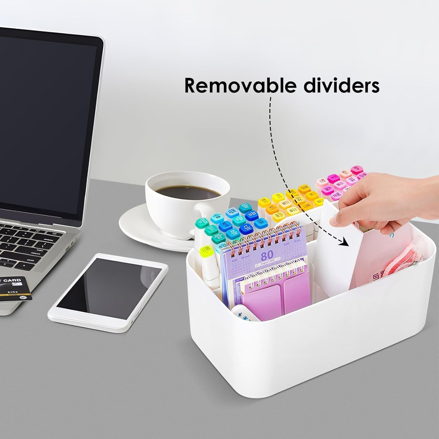 Stackable Multipurpose Organizer Caddy - Storage for Dog Grooming Supplies, Desk Accessories, Pens & Pencils, Bathroom & Dorm Room Essentials with Adjustable Compartments image number 6