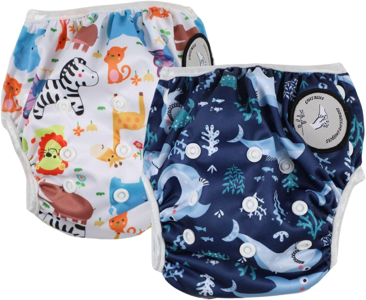 Eka'S Bliss Cuddles and Snuggles Swim Nappy Reusable Small to Medium Size Adjustable Swimming Diaper Washable Ideal for Boys and Girls Infant Toddlers and Babies, Pack of 2 image number 5