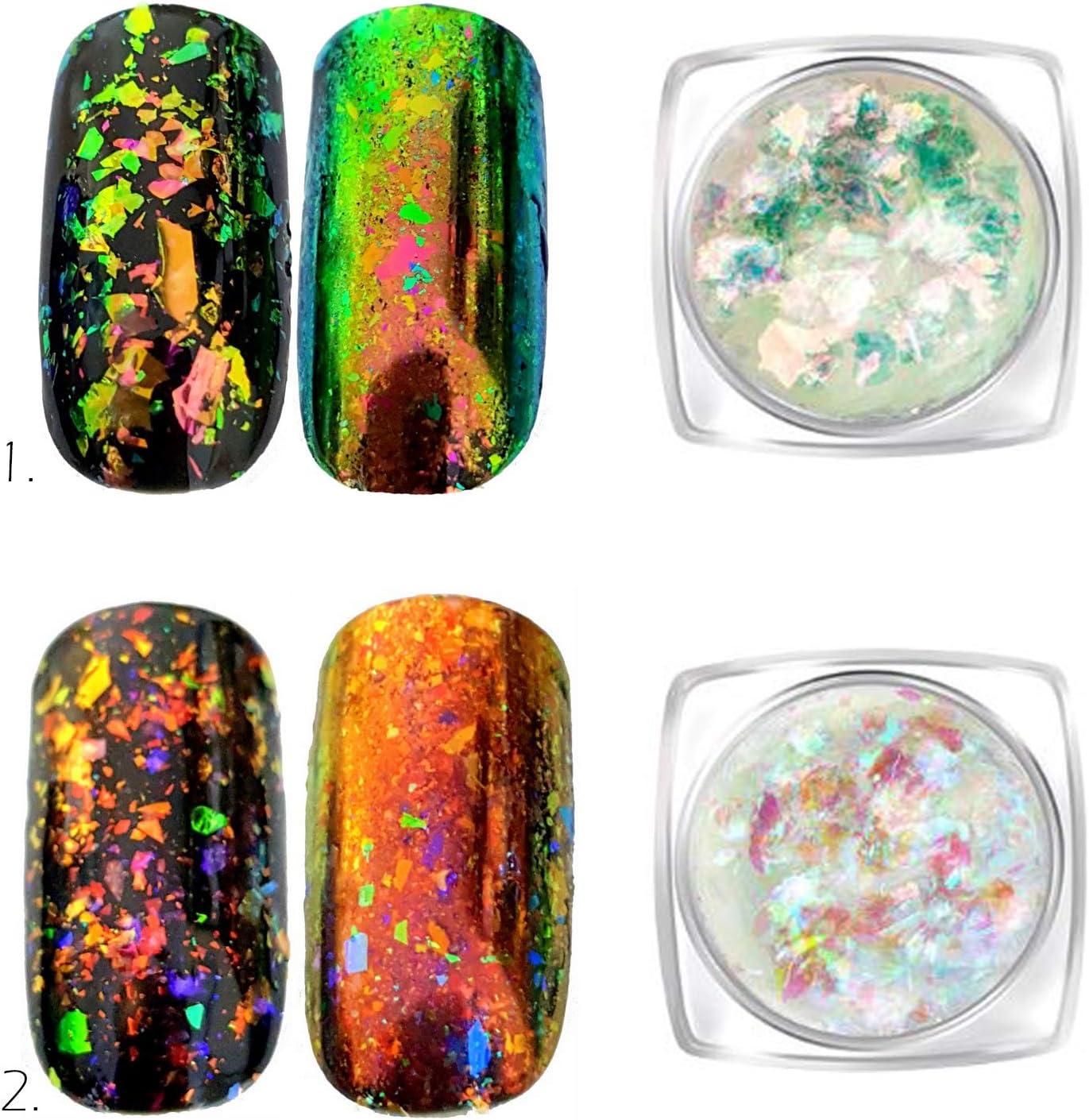 Iridescent Glitter Chameleon Nail Flakes Set of 6 Jars (Light Chameleon) image number 6