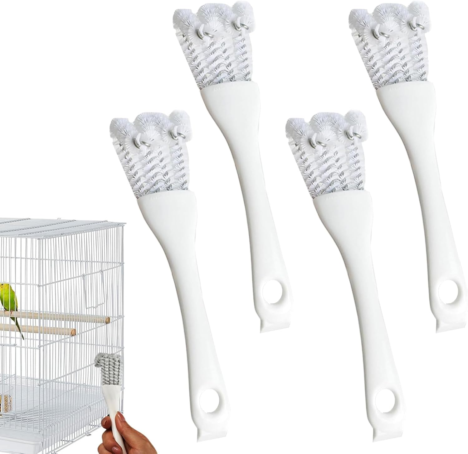 Kicder Bird Cage Cleaner with Long Handle & Shovel &ndash; Easy Bird Droppings Removal Brush for Parrot & Pet Cages & Bird Perch &ndash; Durable Cage Cleaning Tool & Accessory image number 1