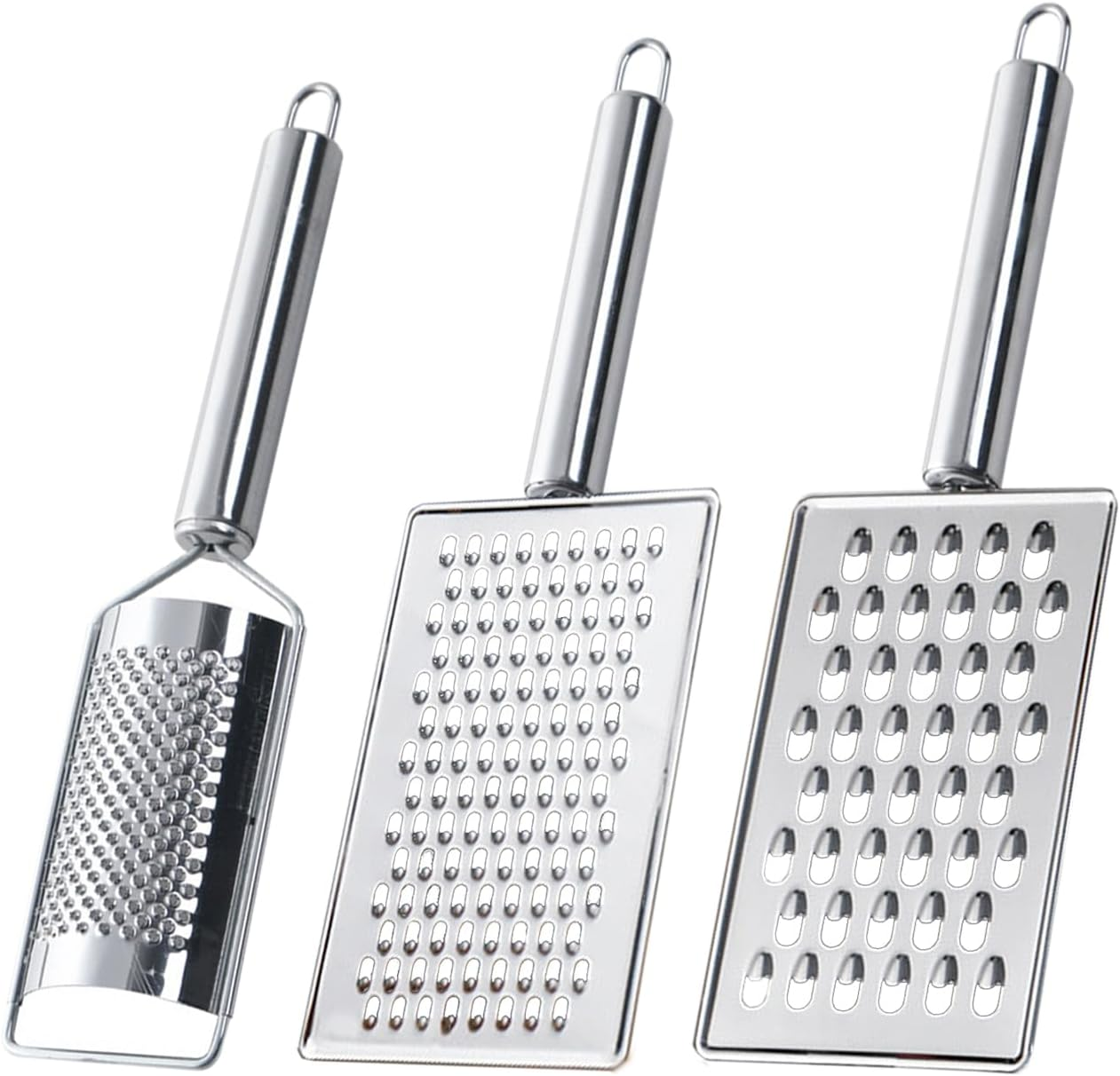 Professional Stainless Steel Cheese Grater Handheld Kitchen Grater for Cheese, Ginger, Chocolate & Spices Versatile Metal Grater for Effortless Shredding and Zesting (3 Pcs) image number 6