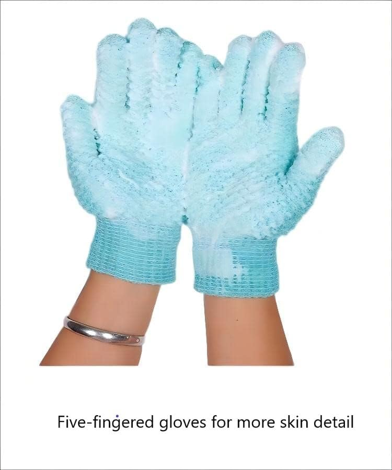 Shower Exfoliating Scrub Gloves Medium to Heavy Bathing Gloves Body Wash Dead Skin Removal Deep Cleansing Sponge Loofah for Women and Men 1 Pairs image number 3