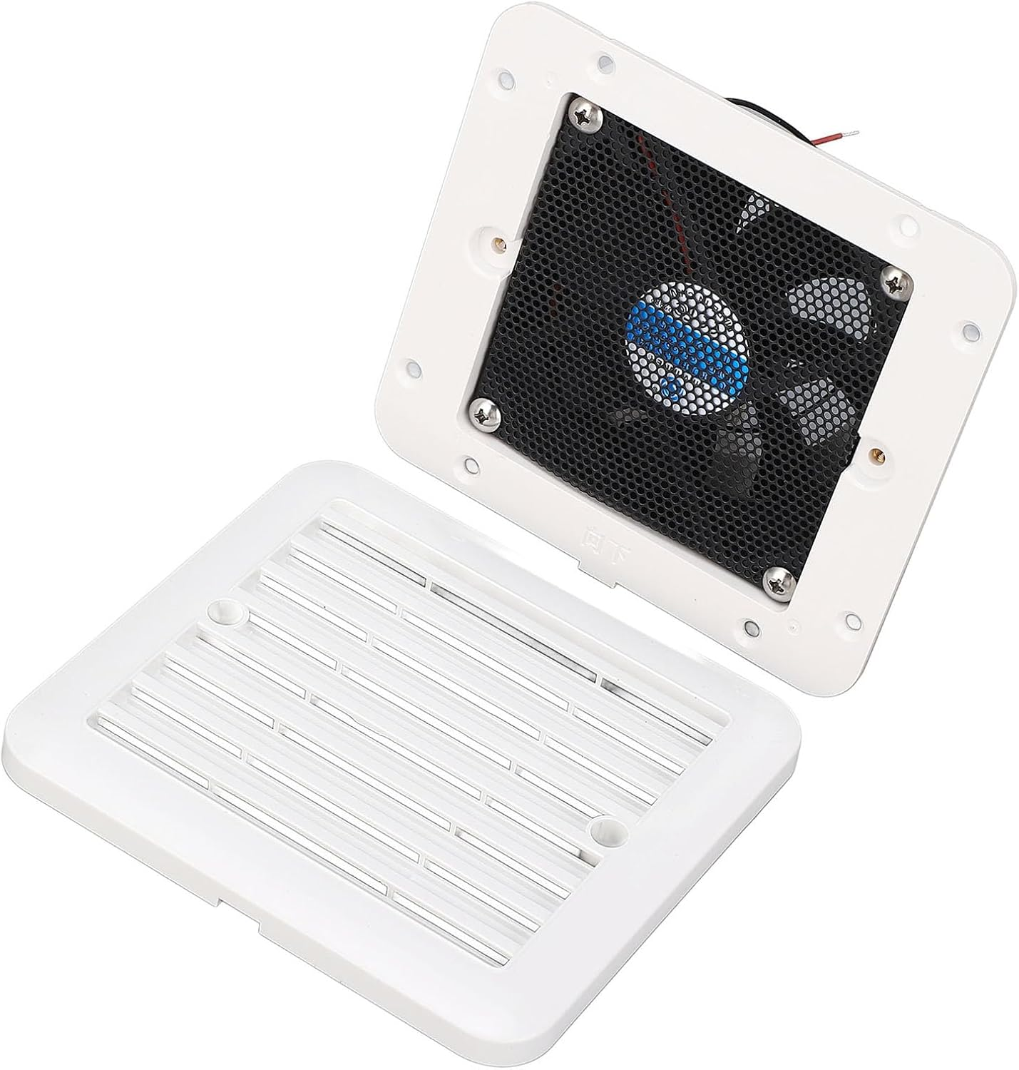 RV Side Vent Fan, 4.8W 12V Vent Fan One Way Side Air Vent Ventilation Exhaust Fan Low Noise Side Air Vent Fan, Exhaust Fan for Motorhome Caravan Trailer Boat Marine, 5.51X5.12In image number 2