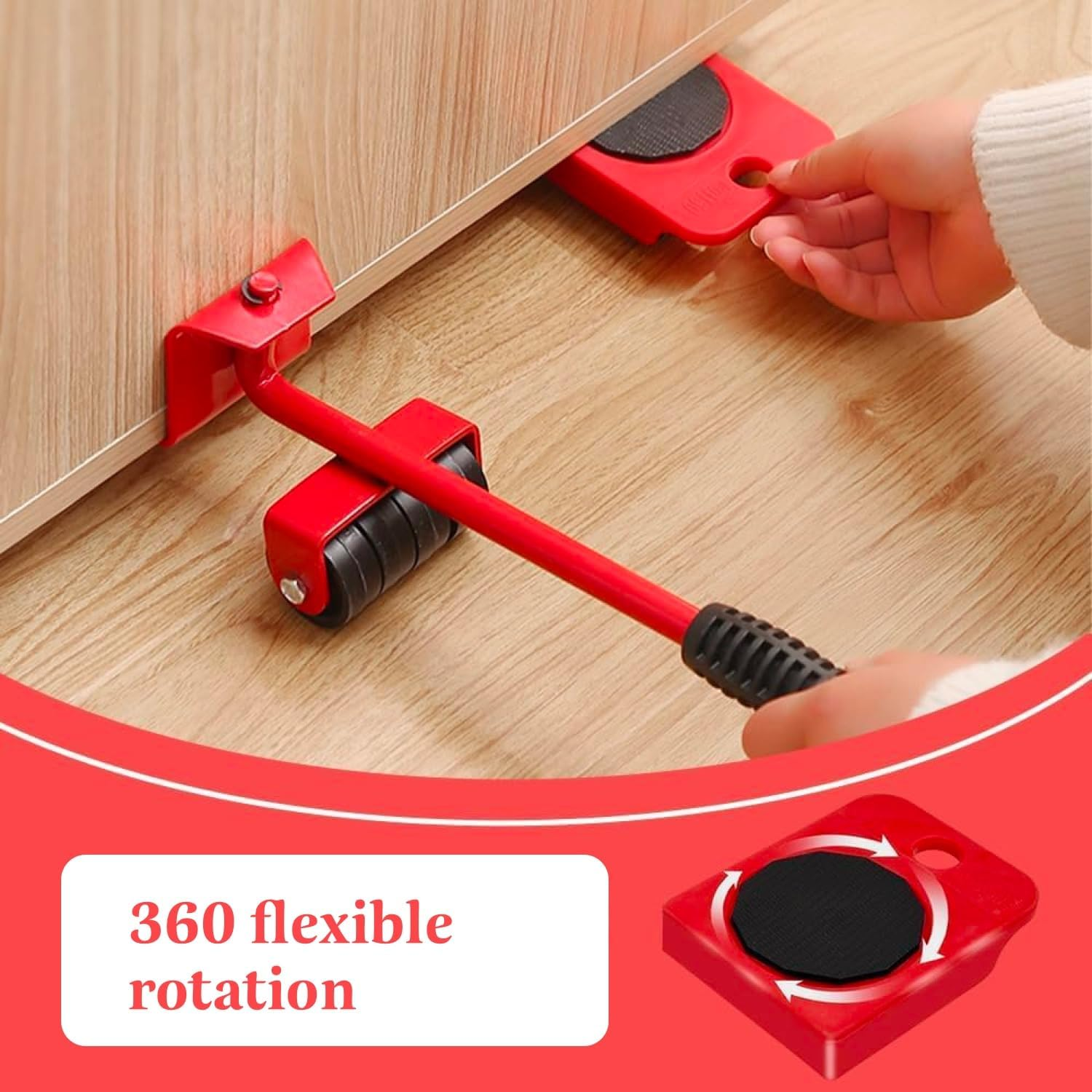 Heavy-Duty Furniture Mover Set - Appliance Dolly with Adjustable Lever & 4 Non-Marring Wheels, Commercial-Grade Steel Sliding Tool for Sofa/Fridge/Washer Relocation (Blue) image number 2