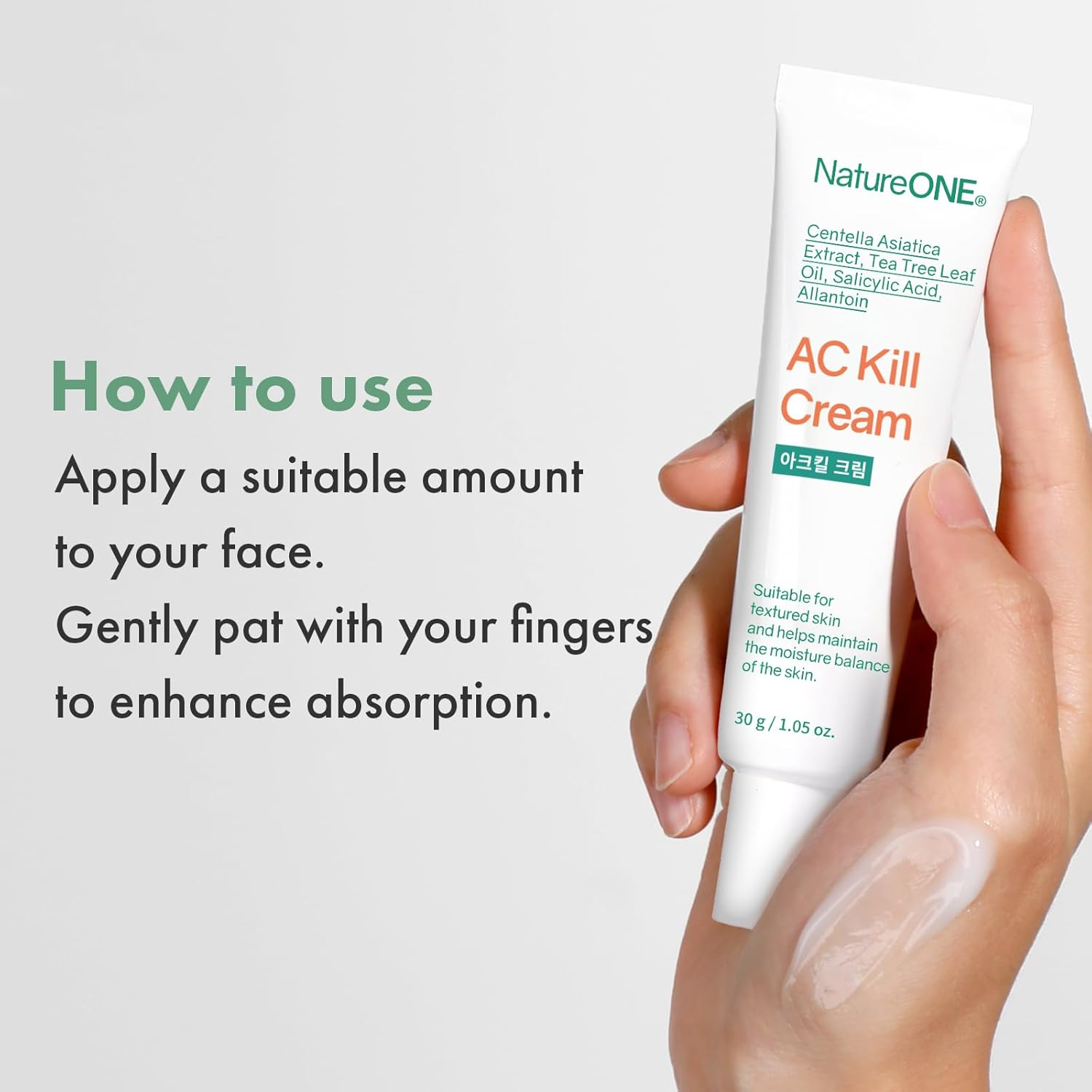 NATUREONE AC Kill Cream, BHA & Salicylic Acid Face Moisturizer, Niacinamide for Active Skin Repair, Tea Tree Oil for for Soothing Sensitive Skin, Acne Spot Treatment Korean Skincare, 30G, 1.05 Oz. image number 6