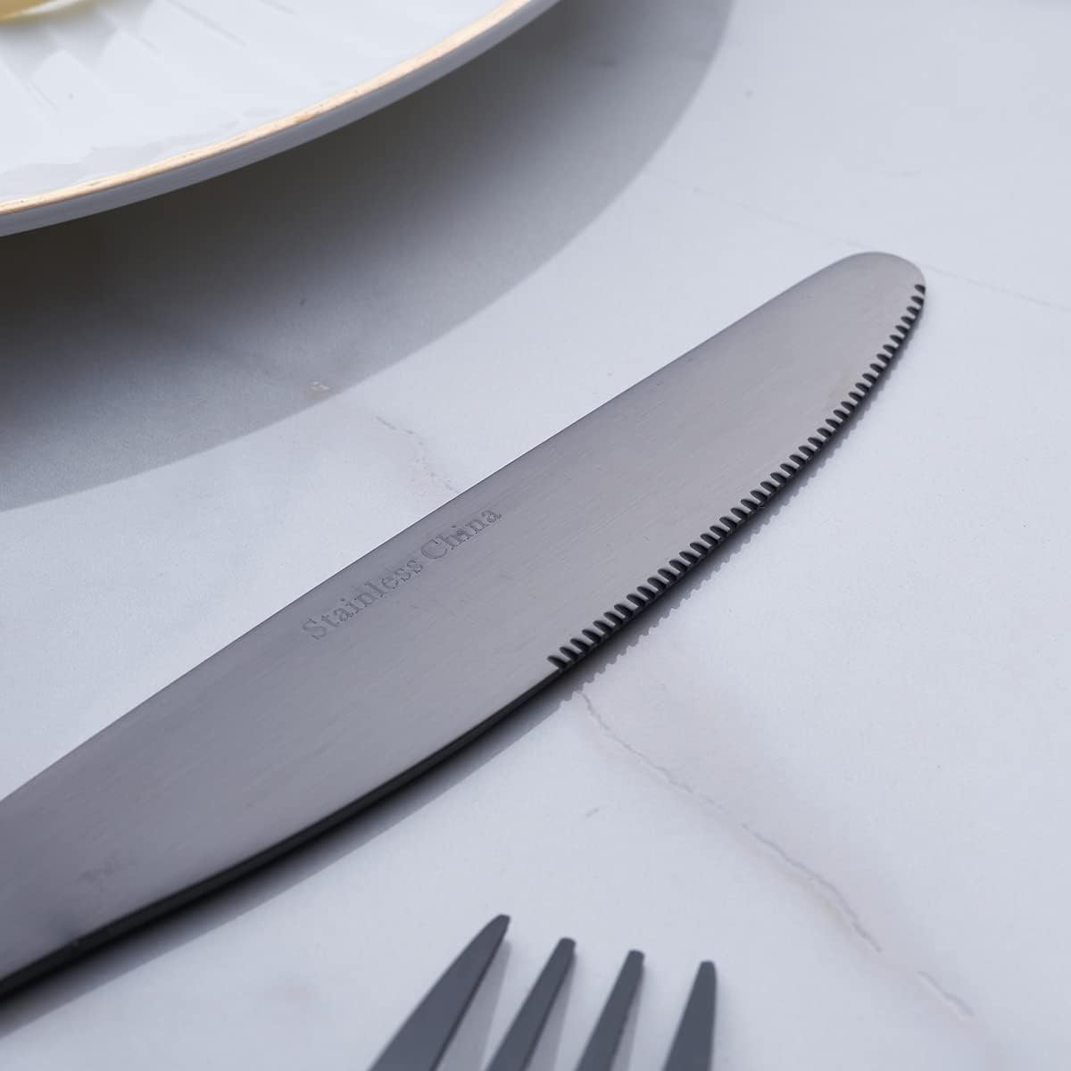 Matte Black Silverware Set, Gogeili 24-Piece Stainless Steel Satin Finish Flatware Cutlery Set, Service for 6, Dishwasher Safe image number 2