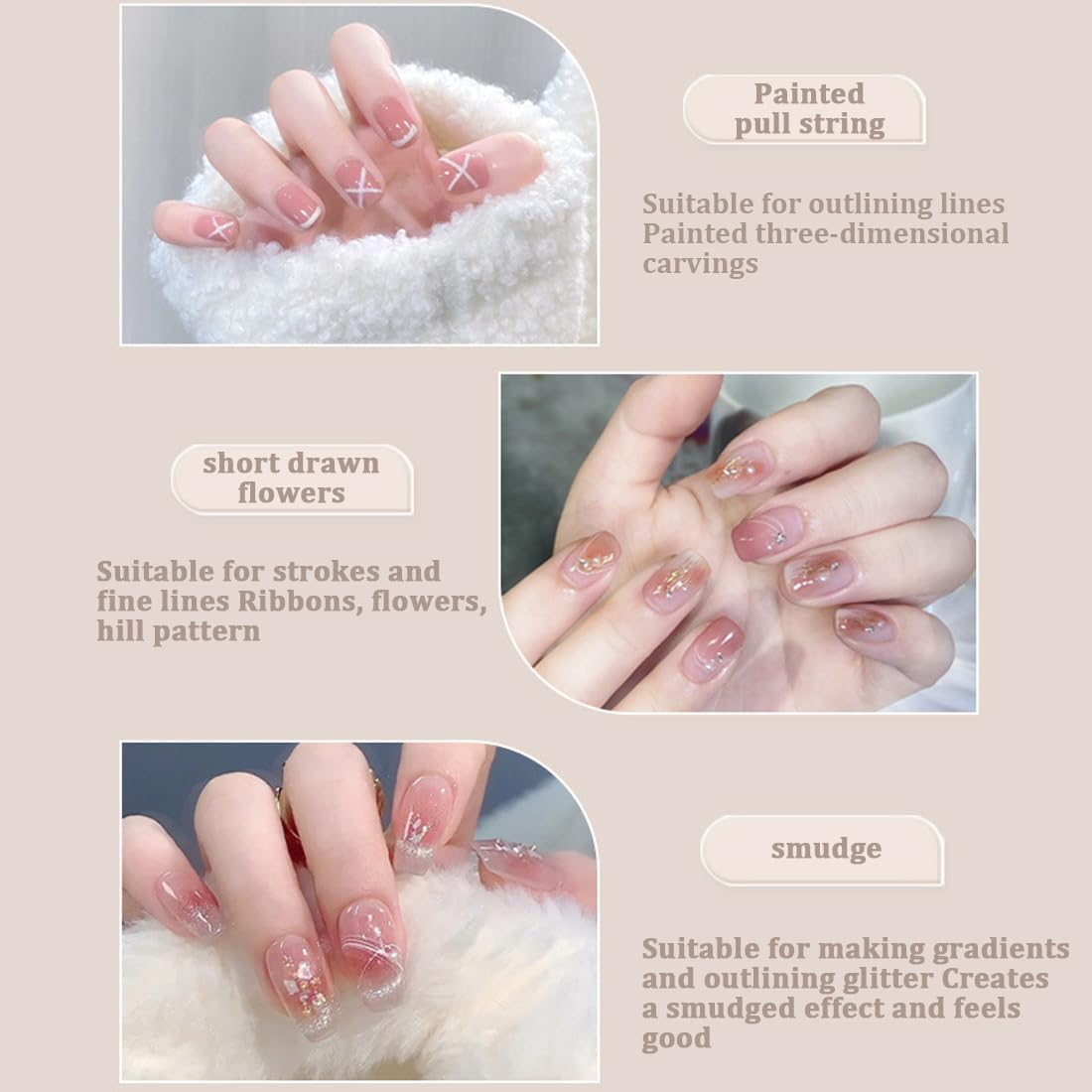 5 Pieces Nail Art Liner Brush Gel Nail Polish Painting Nail Point Drawing Tool for Long Lines Art Design Pen Set, Metal Handle Nail Art Design Brush for Women image number 5