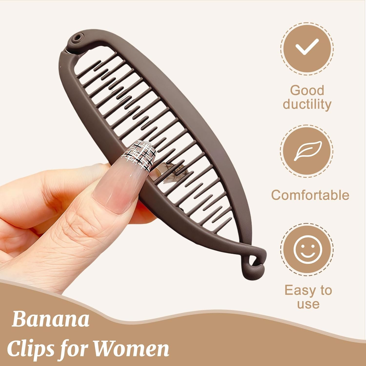 Xanthelle Banana Clip, 2 Pieces Banana Hairclip for Women, Hair Banana Clip for Thin and Thick Hair, Volumising Claw Clips, Banana Hairclip