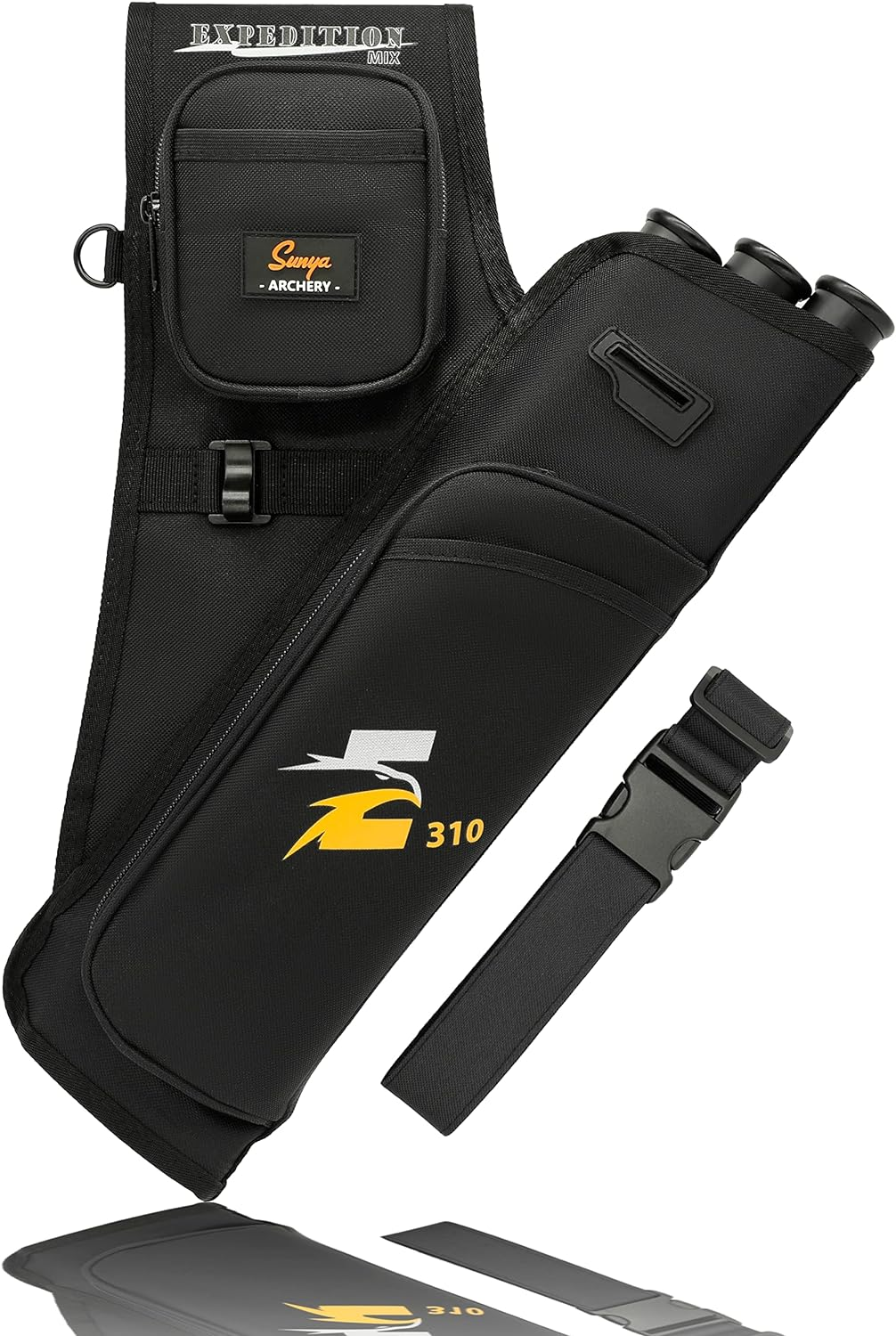 SUNYA Archery Hip Quiver for Arrows. Includes 3 Tubes Arrow Holder, Accessories Pockets and Waist Belt. Fit for Compound and Recurve Bow Practice.