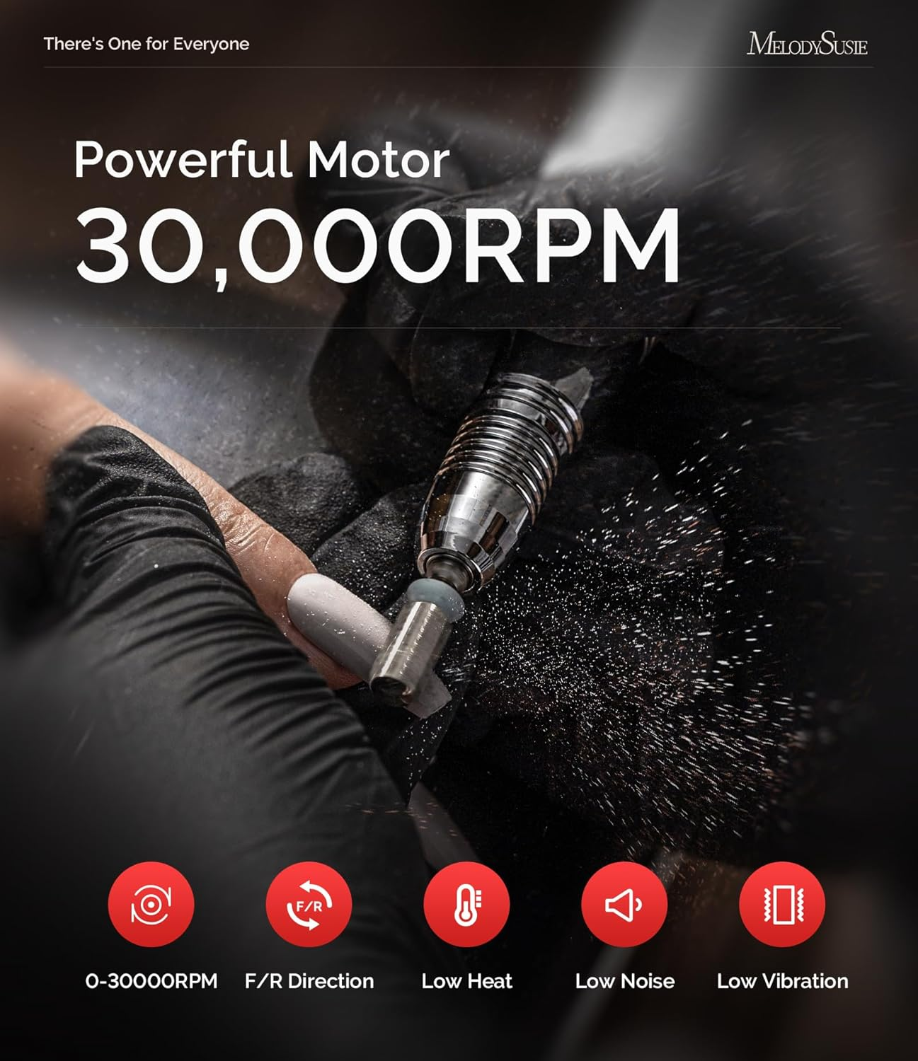 Melodysusie 30000 Rpm Professional Nail Drill-Scarlet, High Speed, Low Heat, Low Noise, Low Vibration, Portable Electric Efile Drill for Shaping, Buffing, Removing Acrylic Nails, Gel Nails, White image number 2