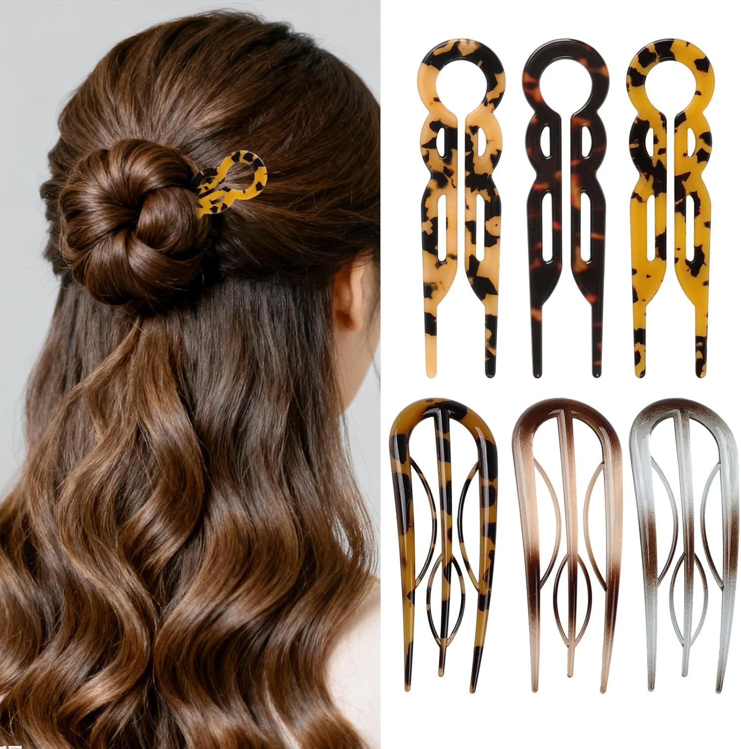 6PCS French Hair Pin for Women U-Shaped French Pin Flat Hair Styling Pins for Updos Chignons and French Twists Elegant Hair Clips for Women All Hair Types Accessories image number 5