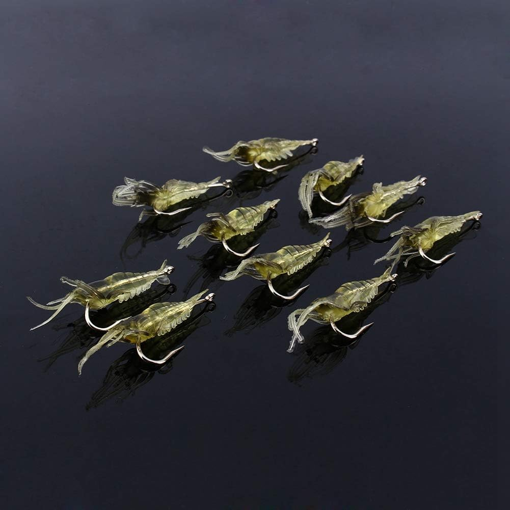 Bait,10Pcs Shrimp Simulation Soft Prawn Lure Bait Hook Tackle Bass Fishing Lures
