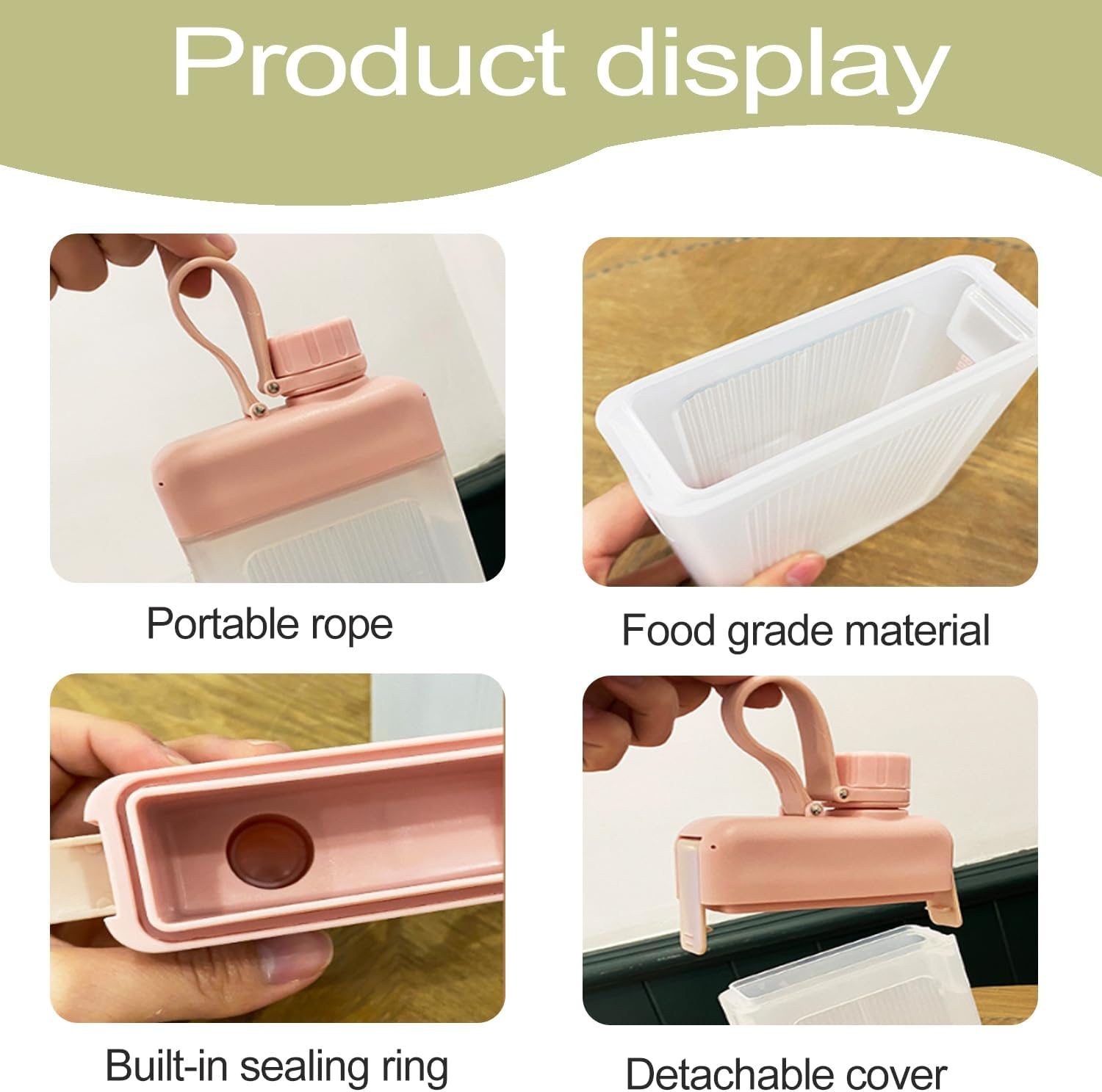 Hysagtek 3-Pack 15Oz Leak-Proof Flat Square Water Bottles - Stylish & Portable for Sports, Fitness, Camping, Hiking, Cycling (White, Pink, Green) image number 1