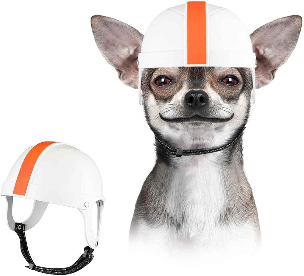 Dog Helmets for Small Dogs with Ear Holes Pet Hard Hat Cat Motorcycle/Bike Cap Adjustable Medium Dog Helmet for Outdoor Riding Hiking Cycling (White, S) image number 4