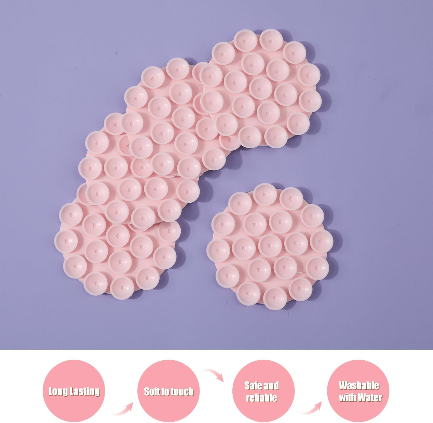 5Pcs Silicone Suction Cup Phone Holders, Multipurpose Phone Suction Mount for Car Phone Mini Suction Cup Mat Suction Phone Case Self-Adhesive Support for Mobile Power Mobile Phones (Light Pink) image number 3