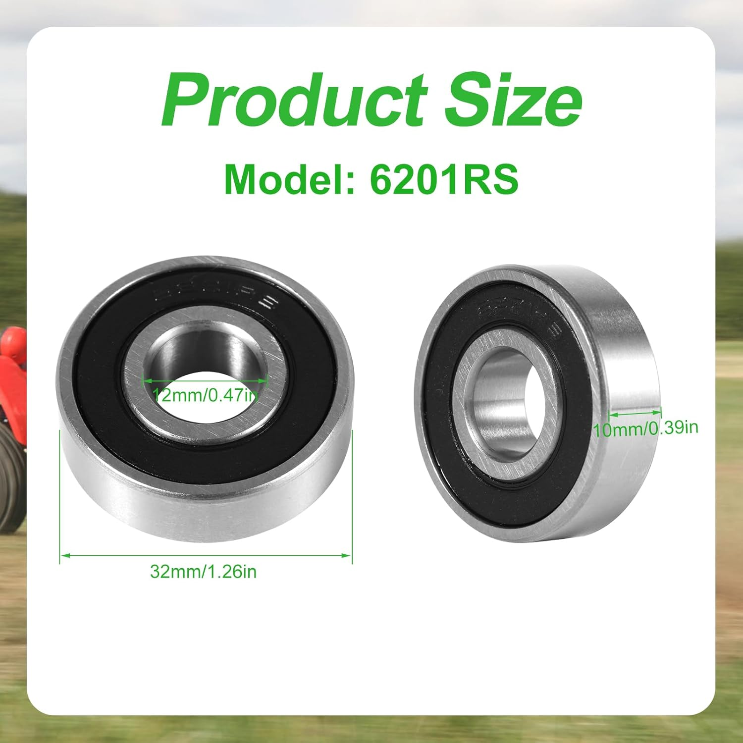 5Pcs 6201RS Front and Rear Wheel Bearing Kits for Coleman CT100U CC100X, Wheel Bearings Replacement for Baja Motorsports 97Cc Doodle Bug Motovox MBX10 Classic 80Cc Mini Bike Go Kart Parts image number 6