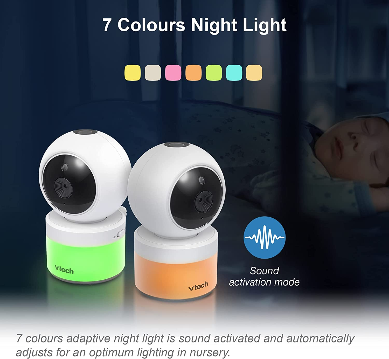 Vtech BM4700N 4.3" 2-Camera Full Colour Pan & Tilt Video Baby Monitor, White image number 4