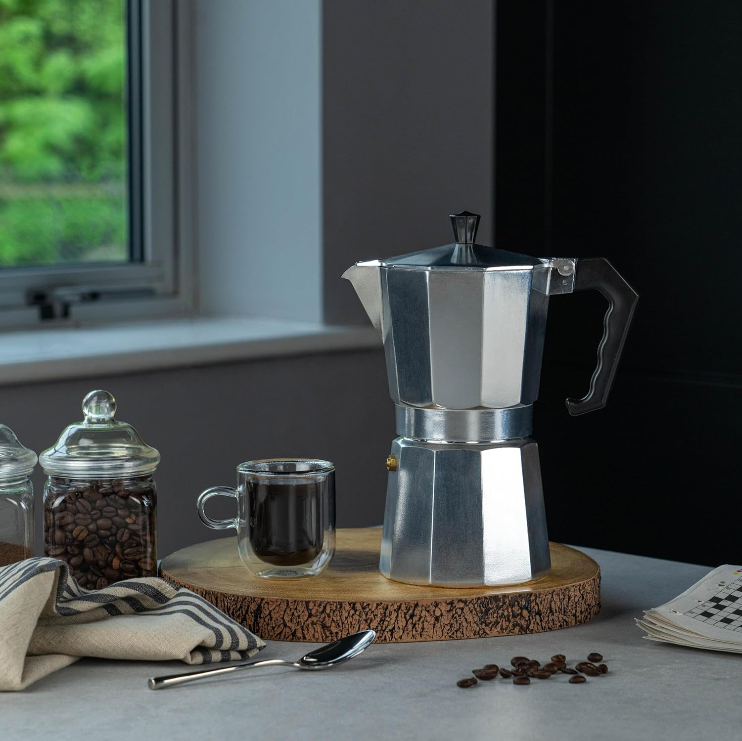 Cafe Ole 12-Cup Italian Style Aluminium Espresso Coffee Maker, Silver, 480 Ml image number 1