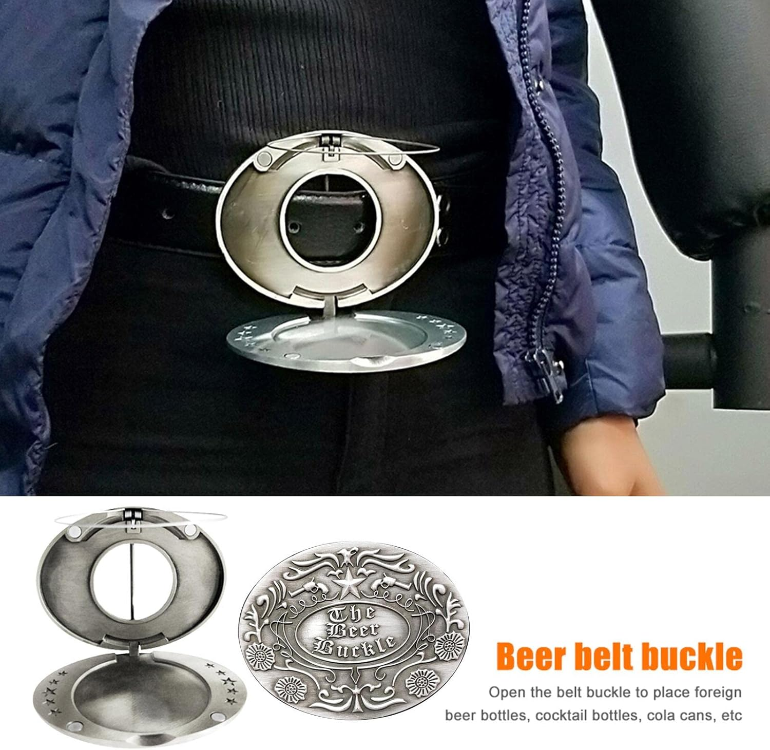 Beer Belt,Hands- Beverage Can Holder Portable - Portable Beer Belt Buckle for Camping Picnic B/ - A: Cross image number 6