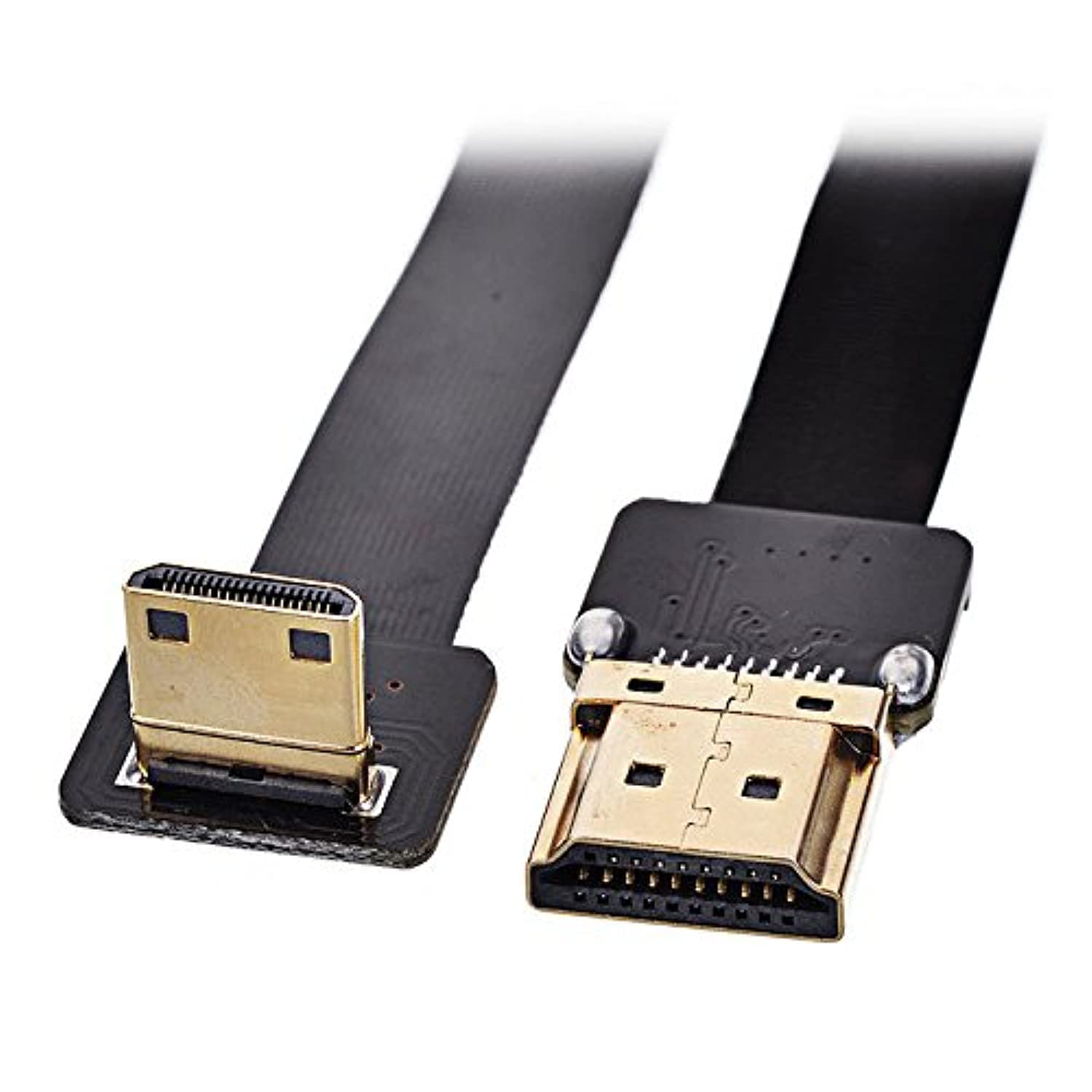 JSER 90 Degree down Angled FPV Mini HDMI Male to HDMI Male FPC Flat Cable 50Cm for Multicopter Aerial Photography JSER