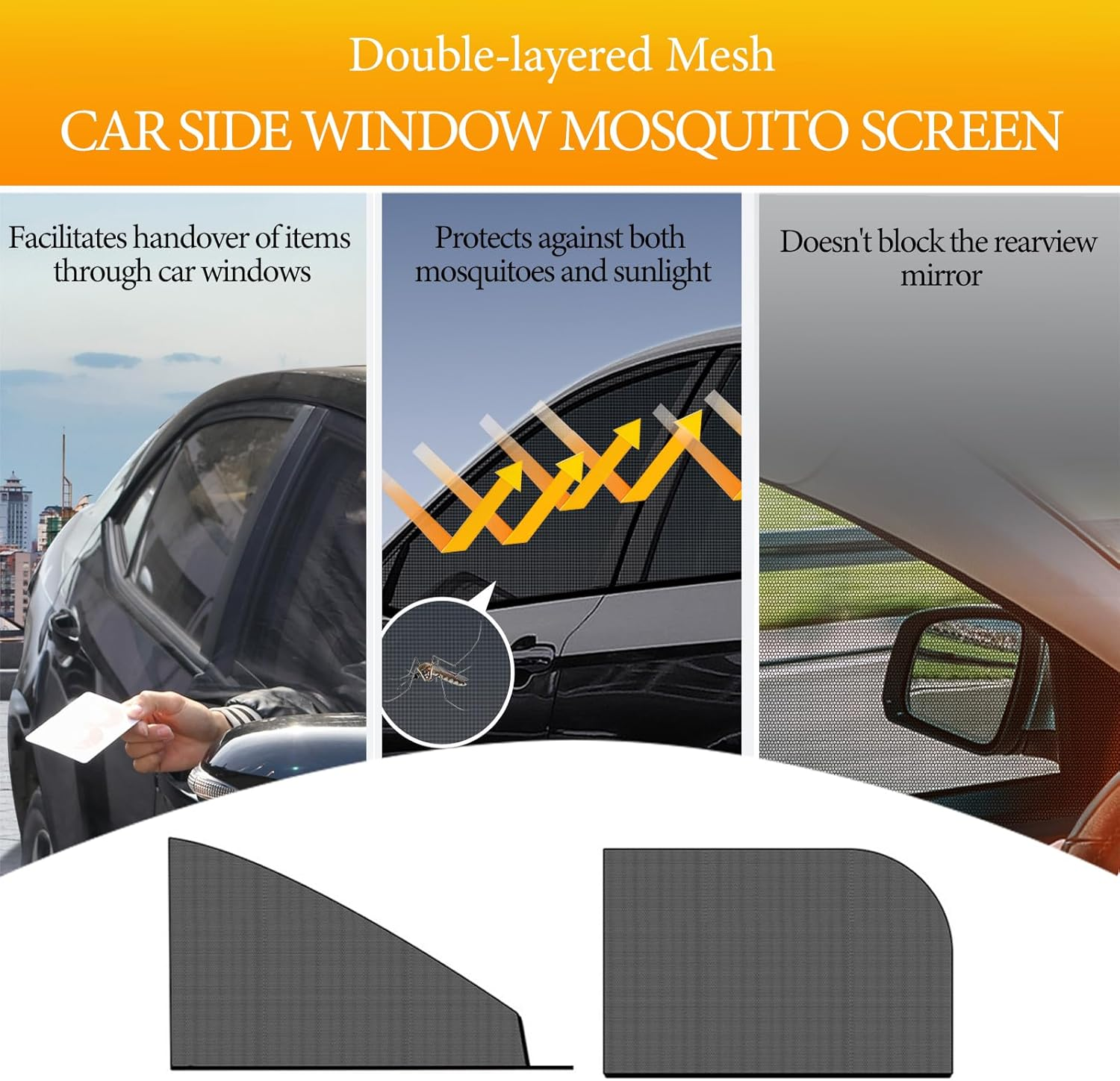 5Pcs Car Windshield Sun Shade, Magnetic Windshield Cover, Sunshade Front Window Automotive Covers, Car Windscreen Cover with Side Mirror Cover, Universal Foldable UV Ray Sun Visor Protector (Sedan) image number 1