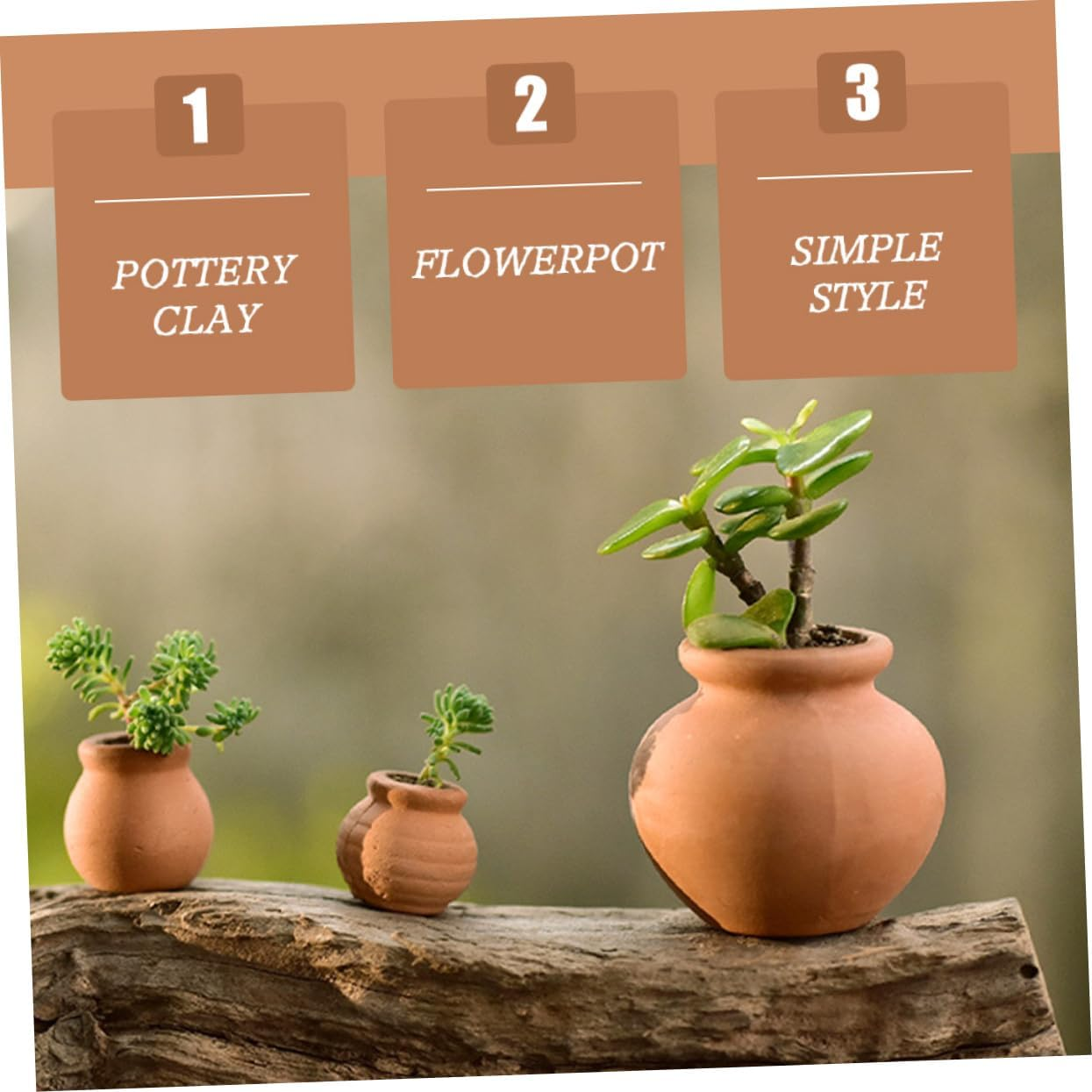 Milisten 6Pcs Small Plants Holder Pot Holder Terracotta Pots Holders Terracotta Pots Aquarium Pots for Desi Breathable Plant Pots Mini Container Jar Clay Light Brown image number 1